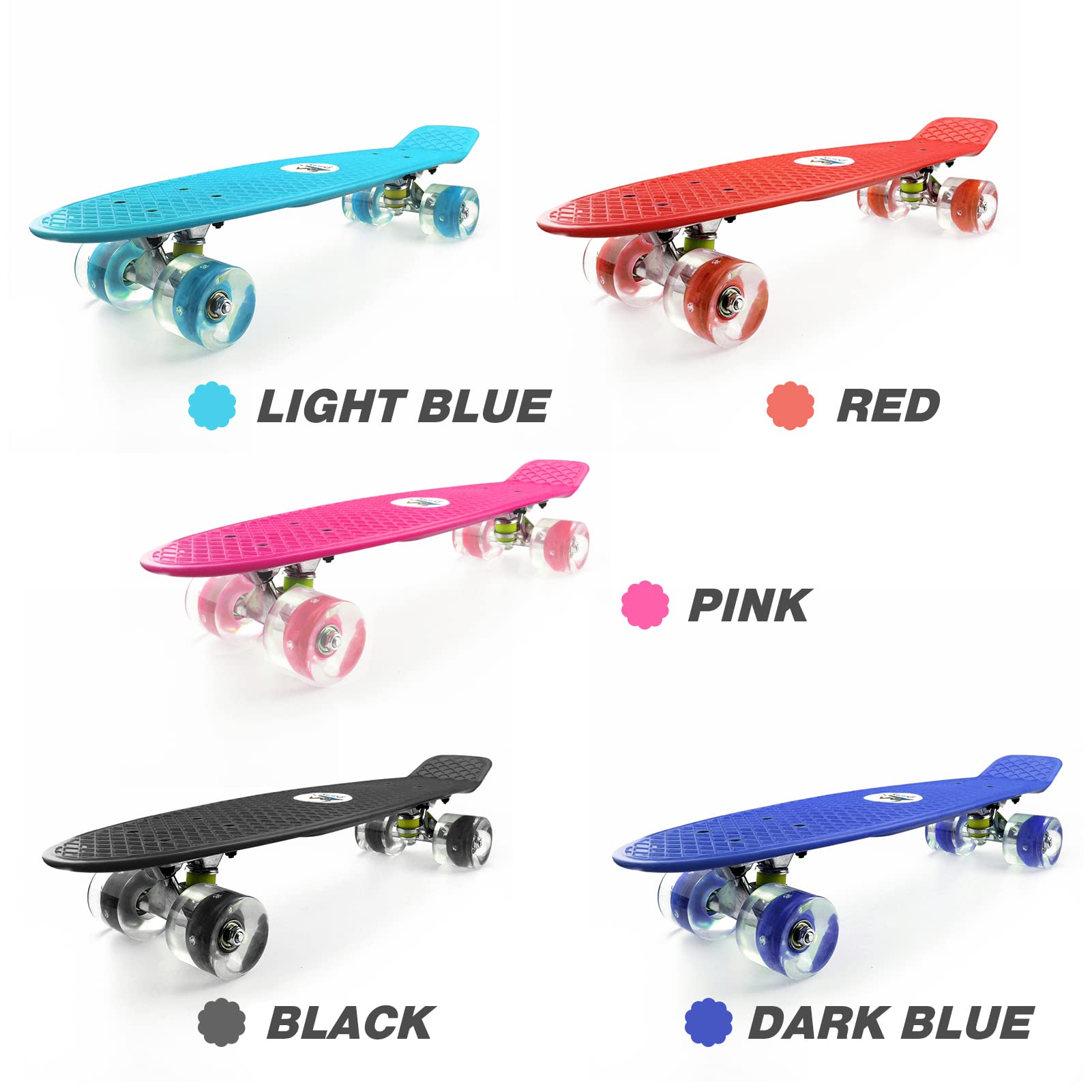 22 Skateboard avec roues clignotantes LED pour enfants garçons et filles