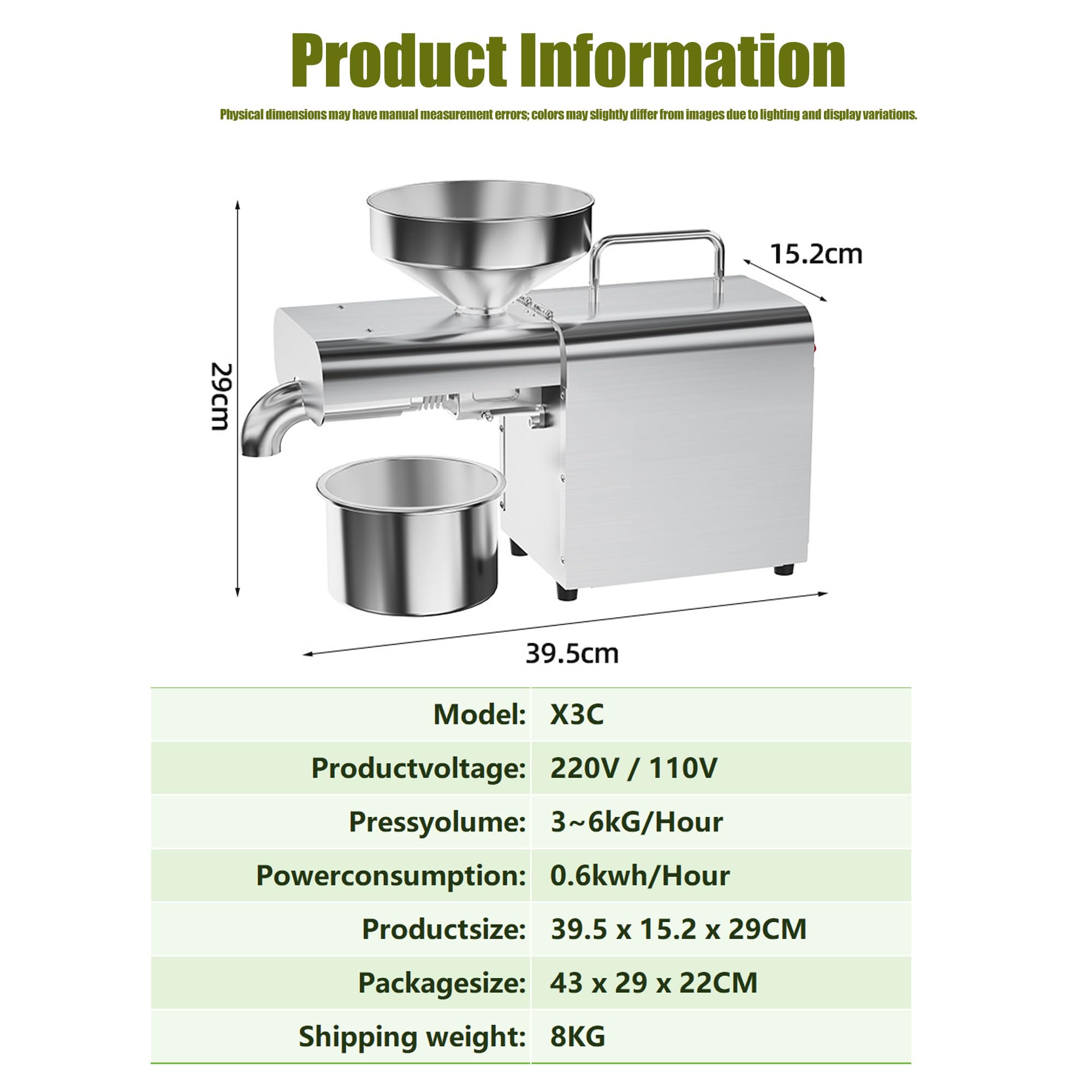 Maszyna do tłoczenia oleju 800 W automatyczna do użytku domowego