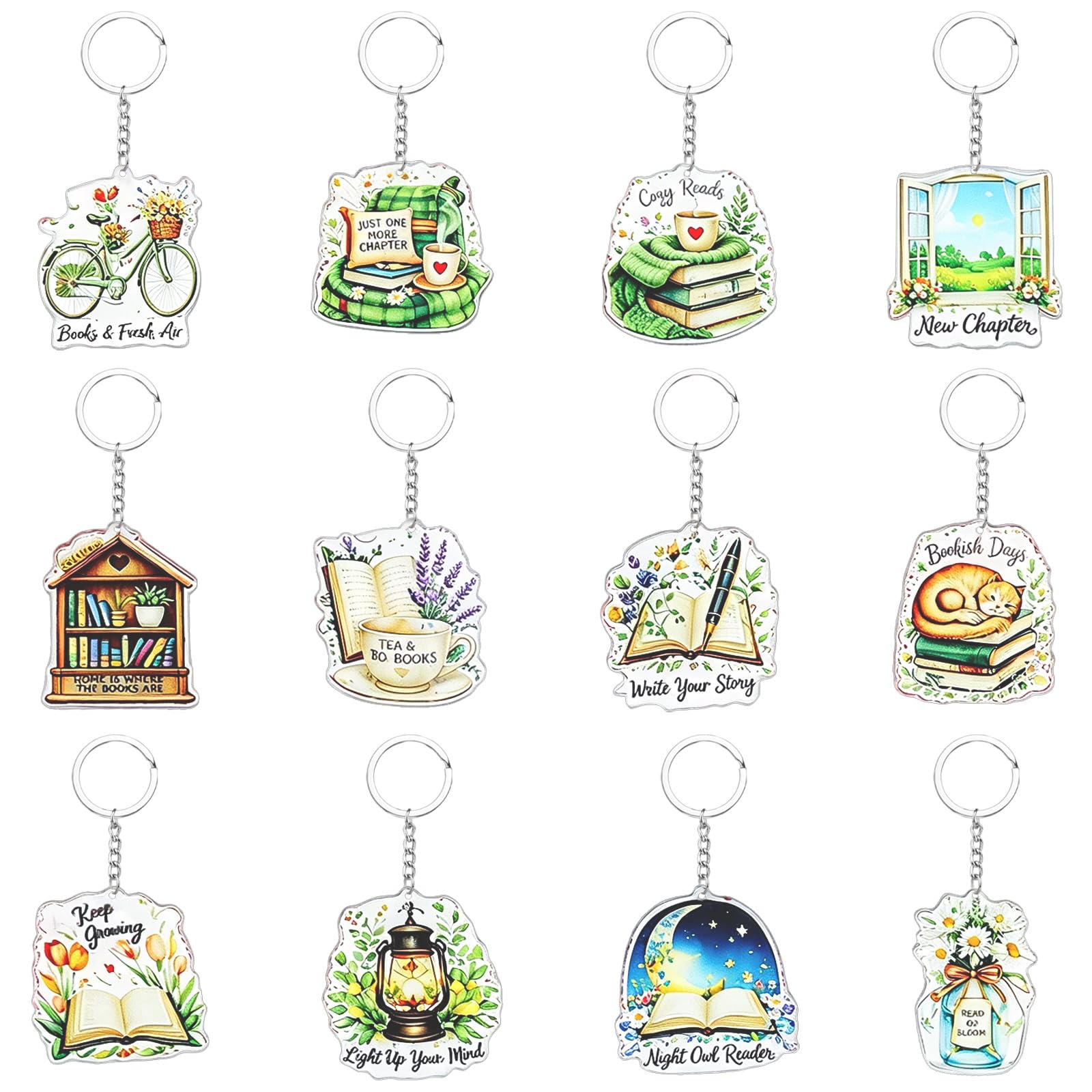 BLMHTWO 24PCS Book Lover Keychains, Bookish Themed Club Gifts Party Favors