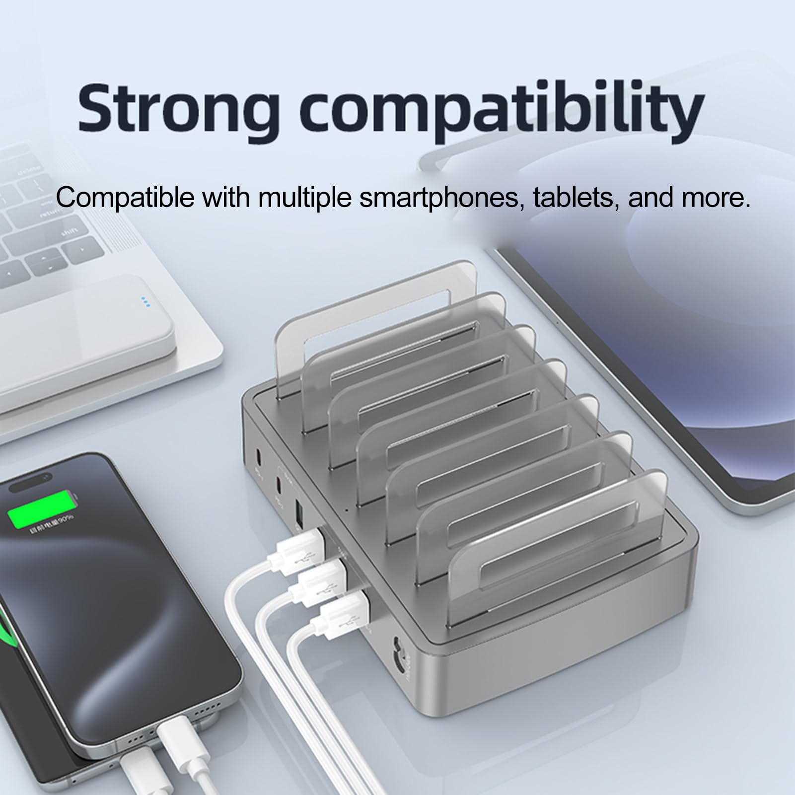 Docooler Inteligentna stacja ładująca 72 W z 6 portami, stacja ładująca USB do wielu urządzeń, kompatybilna z telefonami komórkowymi, tabletami i innymi urządzeniami elektronicznymi