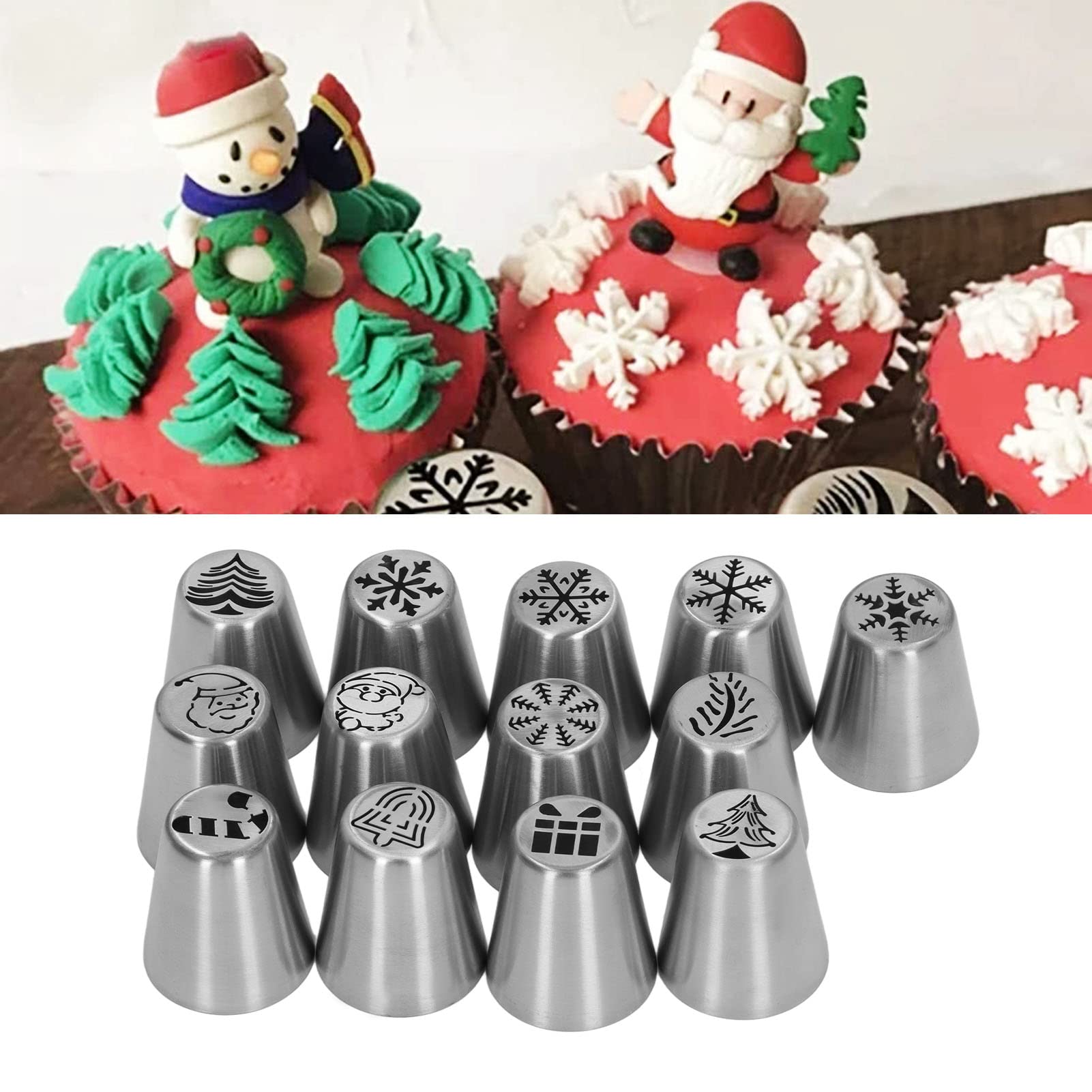 Christmas Russian Piping Tips Set - 13PCS Stainless Steel Frosting Nozzles For Cake & Cupcake Decorating - View #4