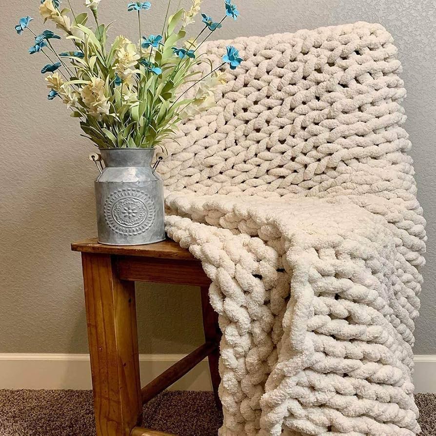 手編みのブランケット(7-41.42.43) Amazon｜WWJJ 厚手 手編み ブランケット 手作り 粗いライン DIY