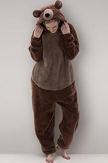 Snug Fit Unisex Adult Onesie Pajamas, Flannel Cosplay Animal One Piece Halloween Costume Sleepwear Homewear