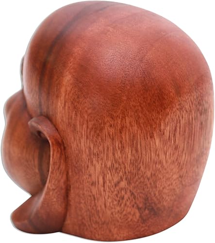 Miniatura 5 de NOVICA Escultura de madera hecha a mano Suar Buda riendo de Bali Brown Indonesia Budismo Religioso 'Jolly Buddha'