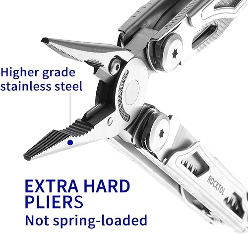 Miniatura 7 de Multiherramienta, alicates multiherramienta 22 en 1 con arrancador de fuego, silbato de emergencia, rompecristales, bloqueo de seguridad y funda de