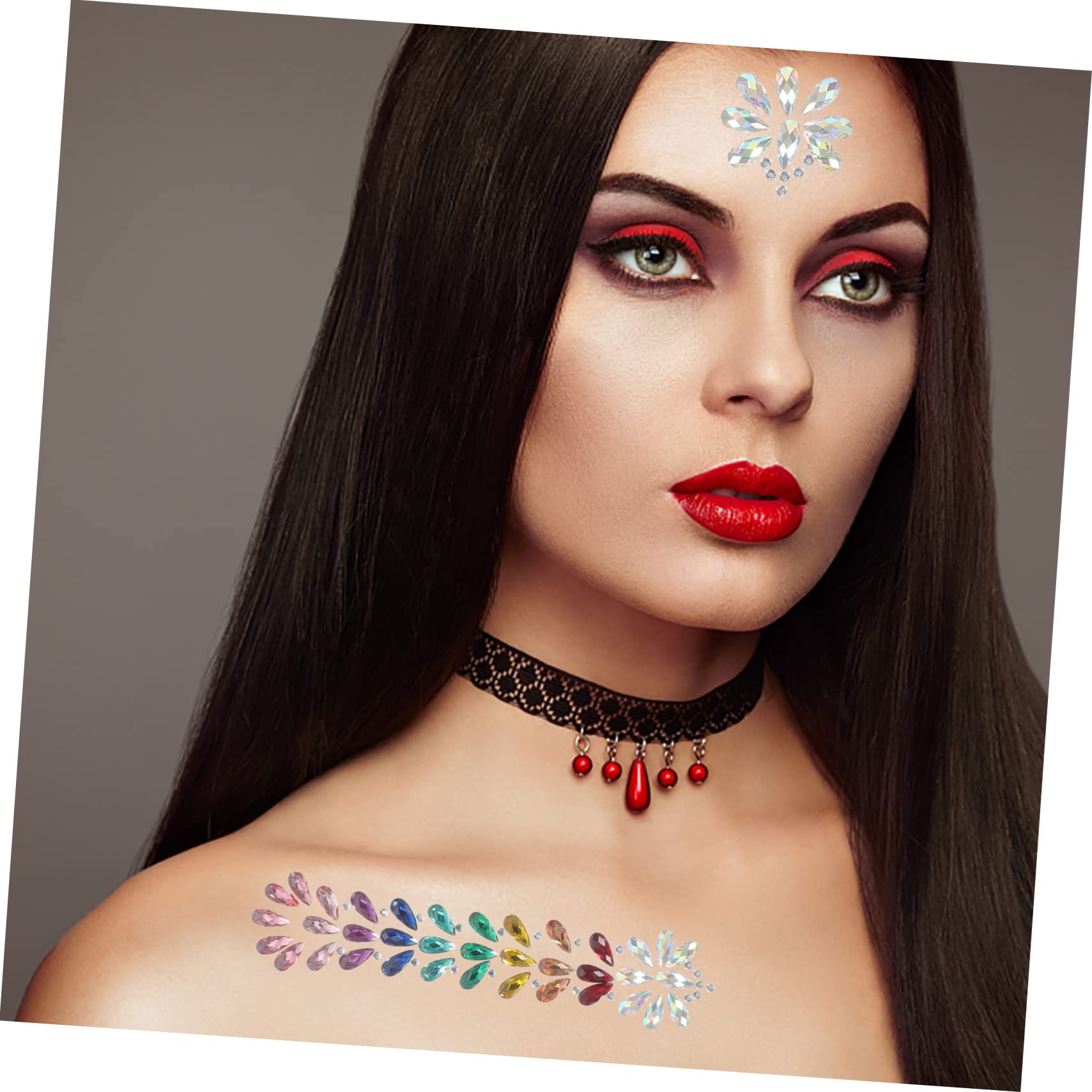DOITOOL 15hojas Pegatinas De Joyas Faciales y Capilares Brillantes De Halloween De y Cosplay Autoadhesivas y Fáciles De Usar