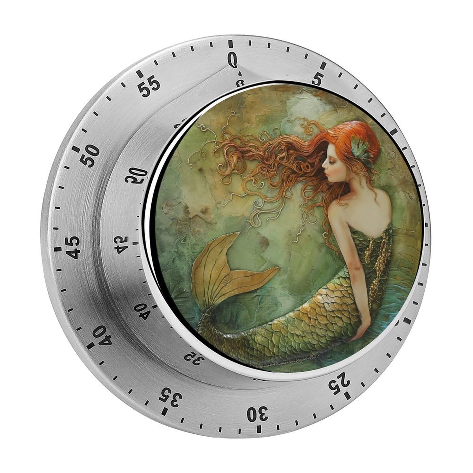 Retro Mermaid Kitchen Timer Magnetic Countdown Countup Timer for Cooking Baking 8x8cm