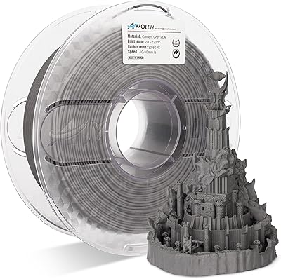 21 – AMOLEN PLA 3D Printer Filament, Cement Grey PLA Filament 1.75mm, Magic Stone Marble PLA 3D Printing Filament, 1kg Spool (2.2lbs), Dimensiona…