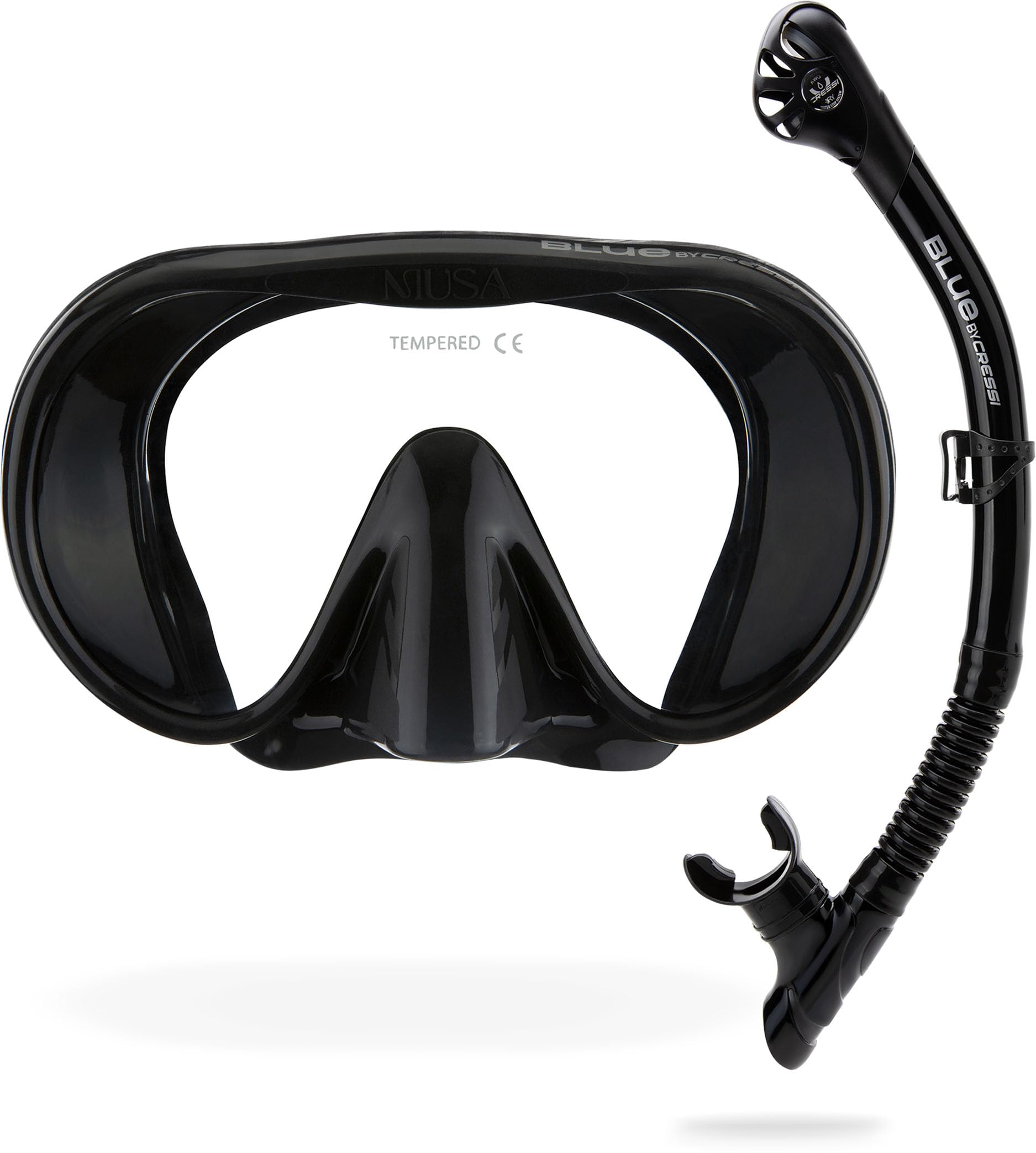 CRESSI Musa+ Scilla Combo Black - Adult Combo Set Musa Snorkeling Mask and Scilla Snorkel, Black, One Size
