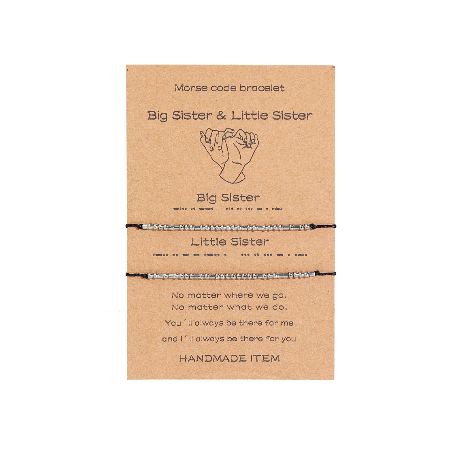 Handmade Adjustable Pinky Promise Matching Morse Code Bracelets Stainless Steel Couple Matching Secret Message Bracelets Mom And Daughter BFF Friendship Family Relationship Inspirational Jewelry