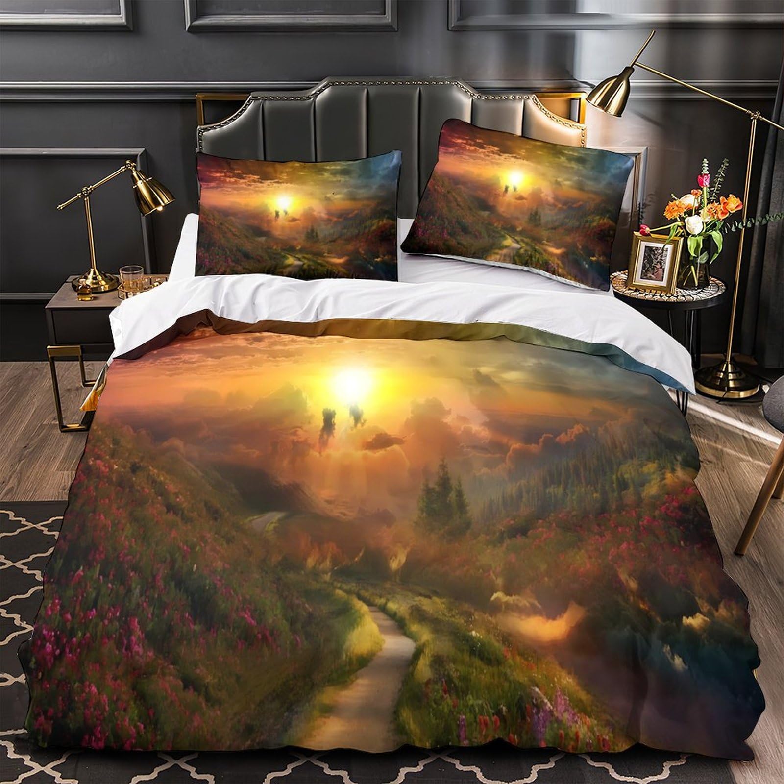 Parure de lit 3D sans repassage fermeture éclair housse couette 260x220