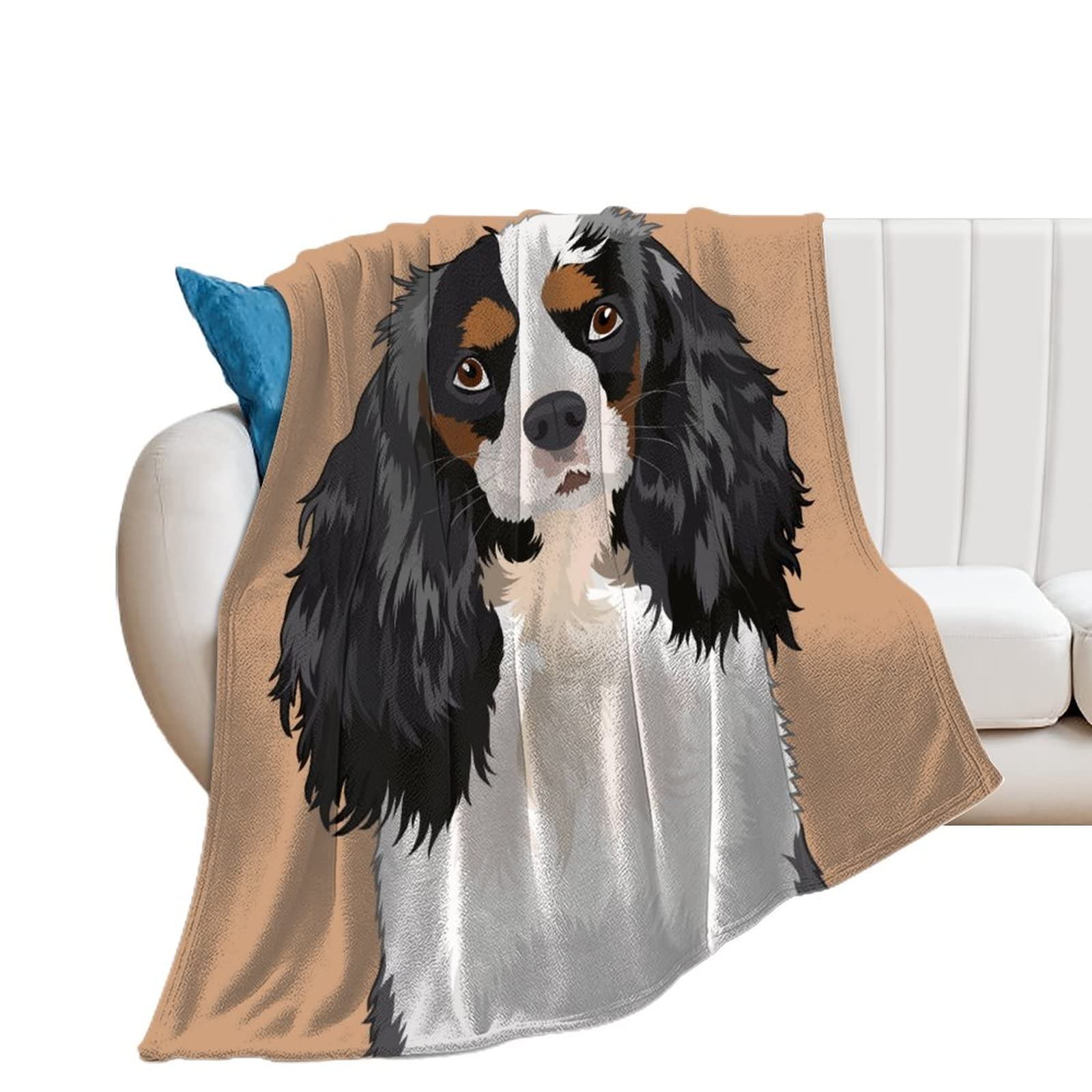 Couverture Polaire Chien Couverture Décorative Flanelle pour Lit Canapé 150×200cm