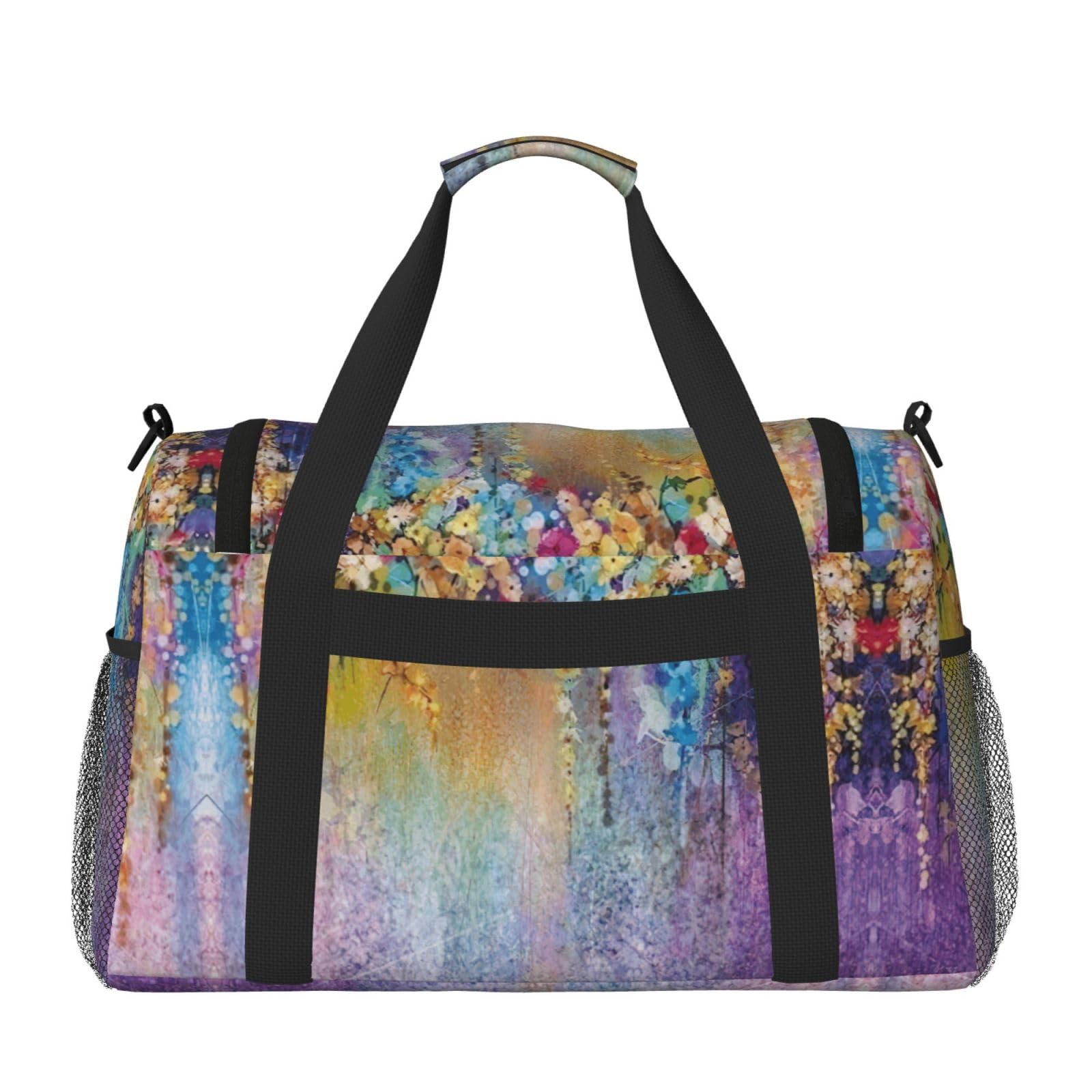 Borsa da viaggio con arbusti floreali, borsa da weekend, borsa da viaggio, borsa da viaggio, borsa a mano per allenamento, sport, ospedale
