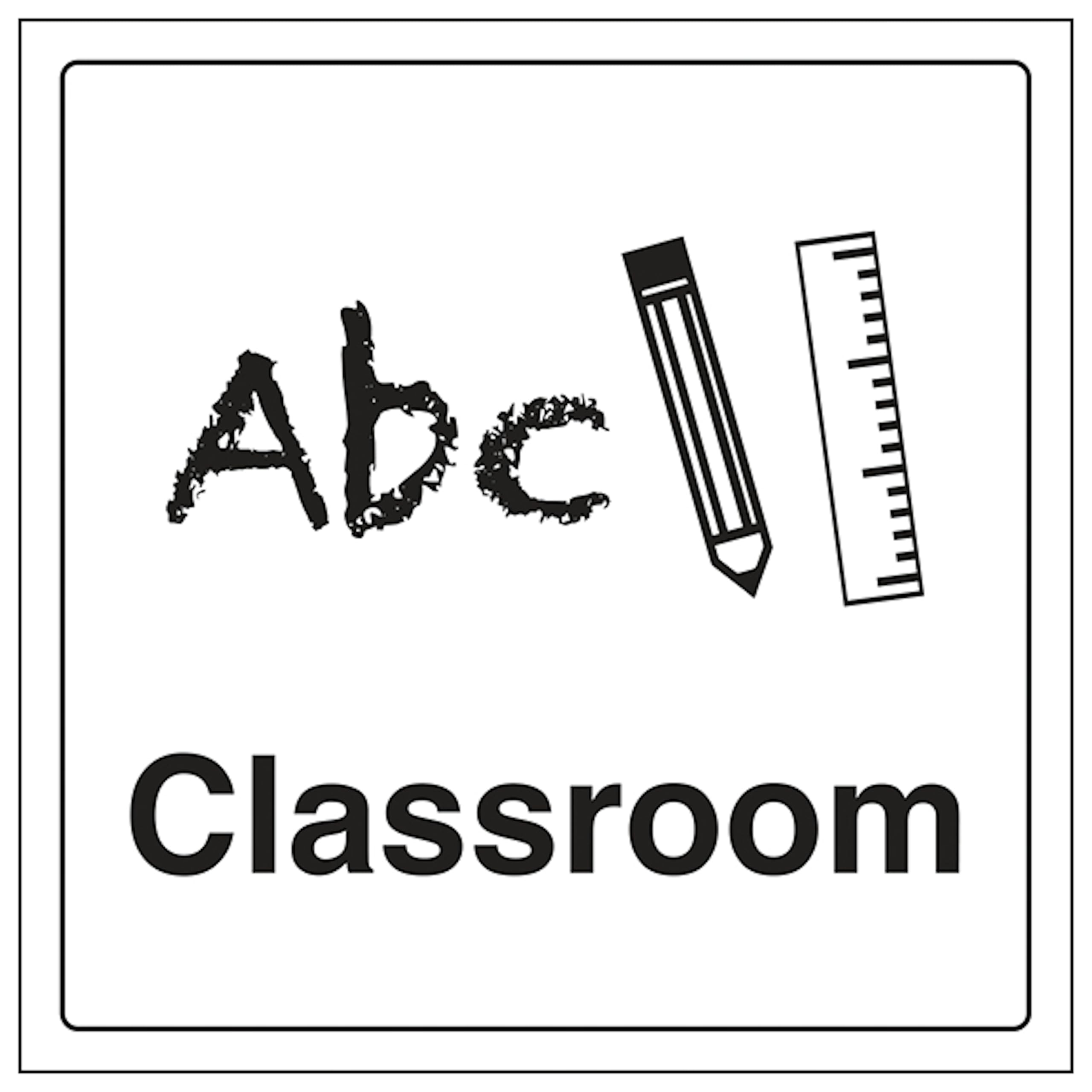 V Safety Classroom 200 x 200 mm - 2mm Super-Tough Rigid Plastic Safety Sign