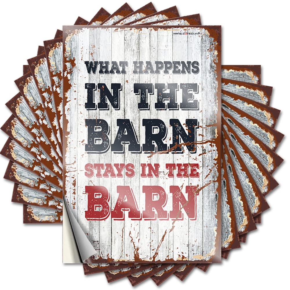 Garage Decor for Men Cover Decals - What Happens in The Barn Stays in The Barn Half Durable Sticker Easy Apply for Dart Decor(8X12CM)