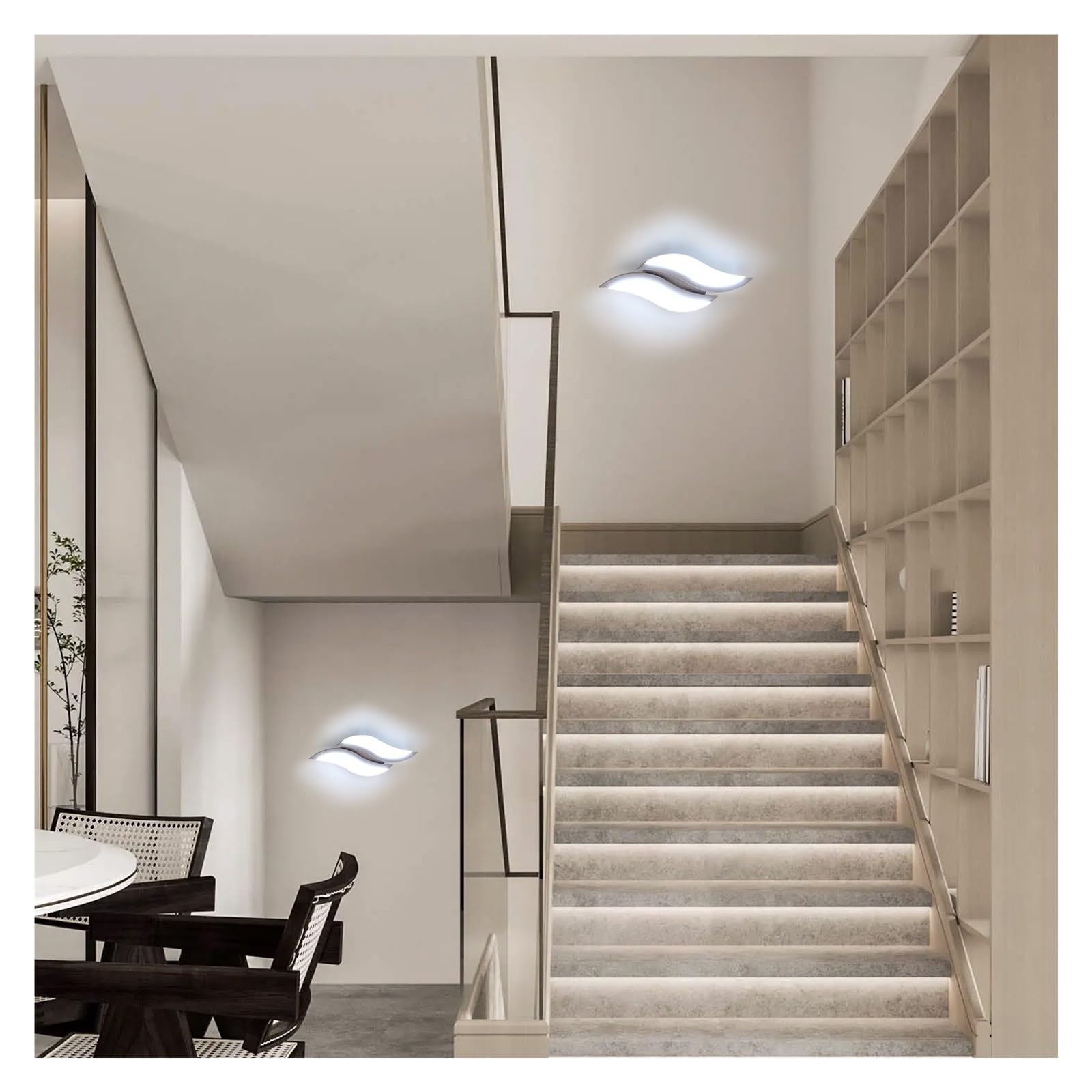 Kinkiet Wewnętrzny LED 12 W, Nowoczesny, Metalowy Akrylowy Do Sypialni, Lampa Ścienna Na Schody, Białe Światło 6500 K Elastyczna Regulacja
