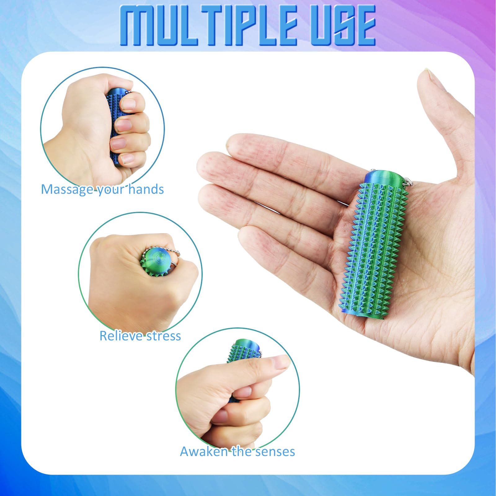 4 Pcs Little Ouchies Pain Fidget Toys, 3D Printed Spiky Grippie Stim Keychain, Pain Stim Fidget Toy - Image 3
