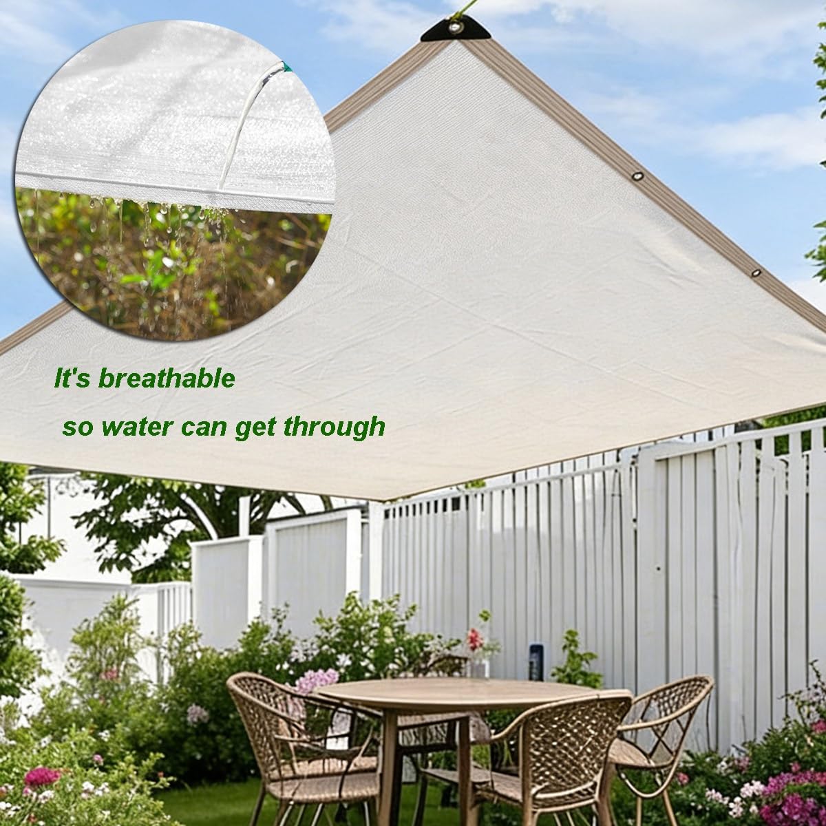 Red de Sombra con Ojales 50% Protección Solar UV - Tela de Sombreado HDPE | Toldo Vela de Sombra, Malla Sombreadora, Tela de Sombra, para Jardín Invernadero, Impermeable Terraza(4.0m x 6m)