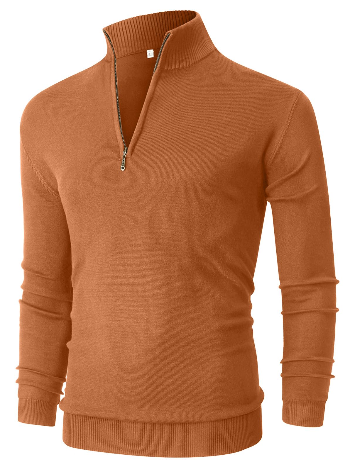 NITAGUT Mens Slim Fit Quarter Zip Mock Neck Polo Sweater Casual Long Sleeve Sweater and Turtleneck Pullover