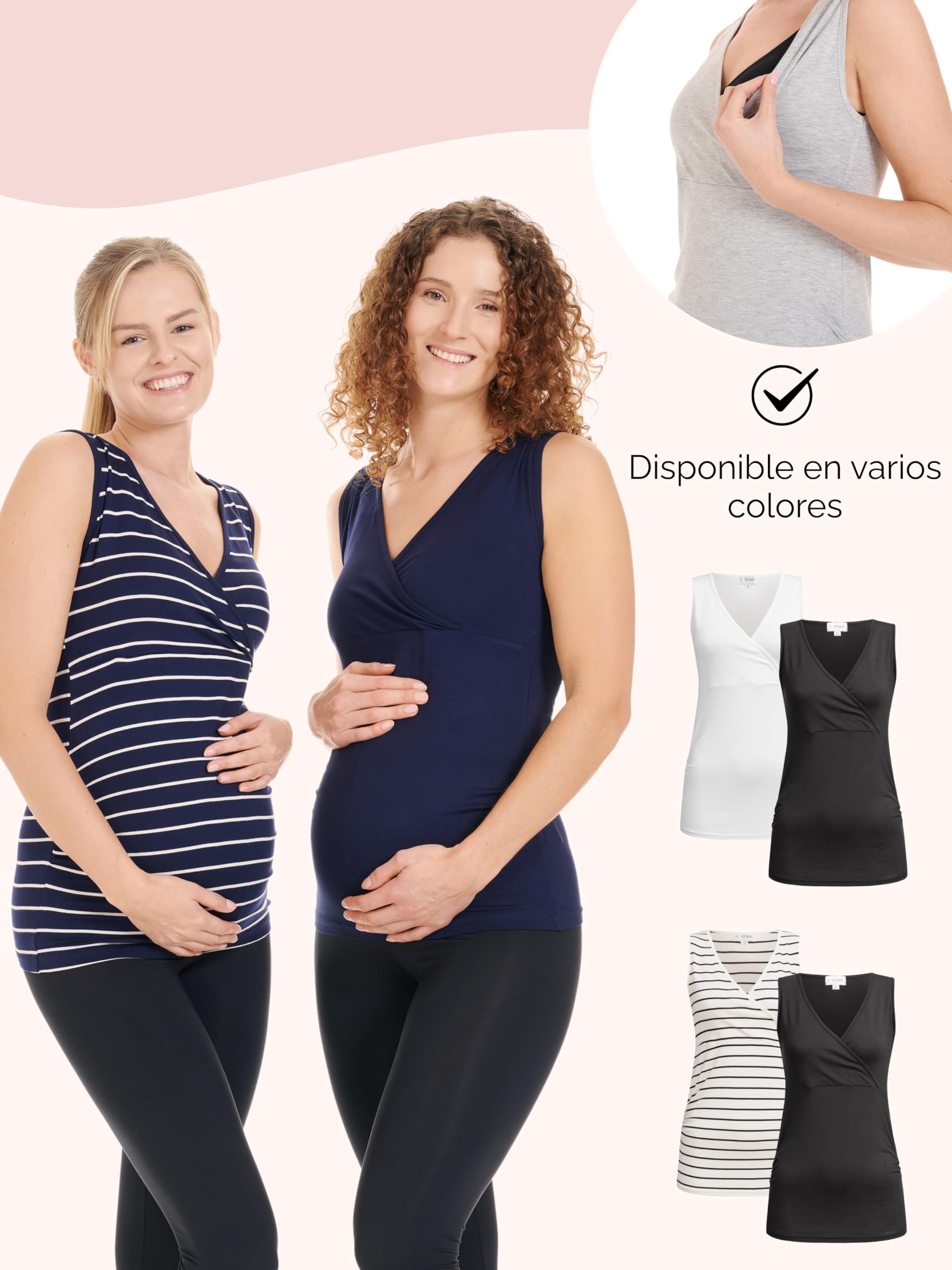 Herzmutter Top de Lactancia Materna - 2-Pack - Camisa de Lactancia para Señoras - Camiseta sin Mangas de Lactancia - Ropa de Lactancia - 6700