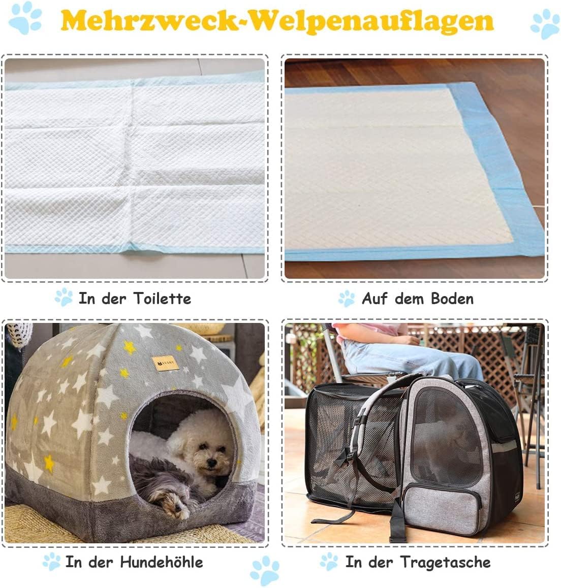 FANTASK Tappetino per cuccioli, 100 pezzi, tappetino da allenamento per cani, cuccioli, design a 5 strati, tappetino igienico usa e getta, 60 x 90 cm