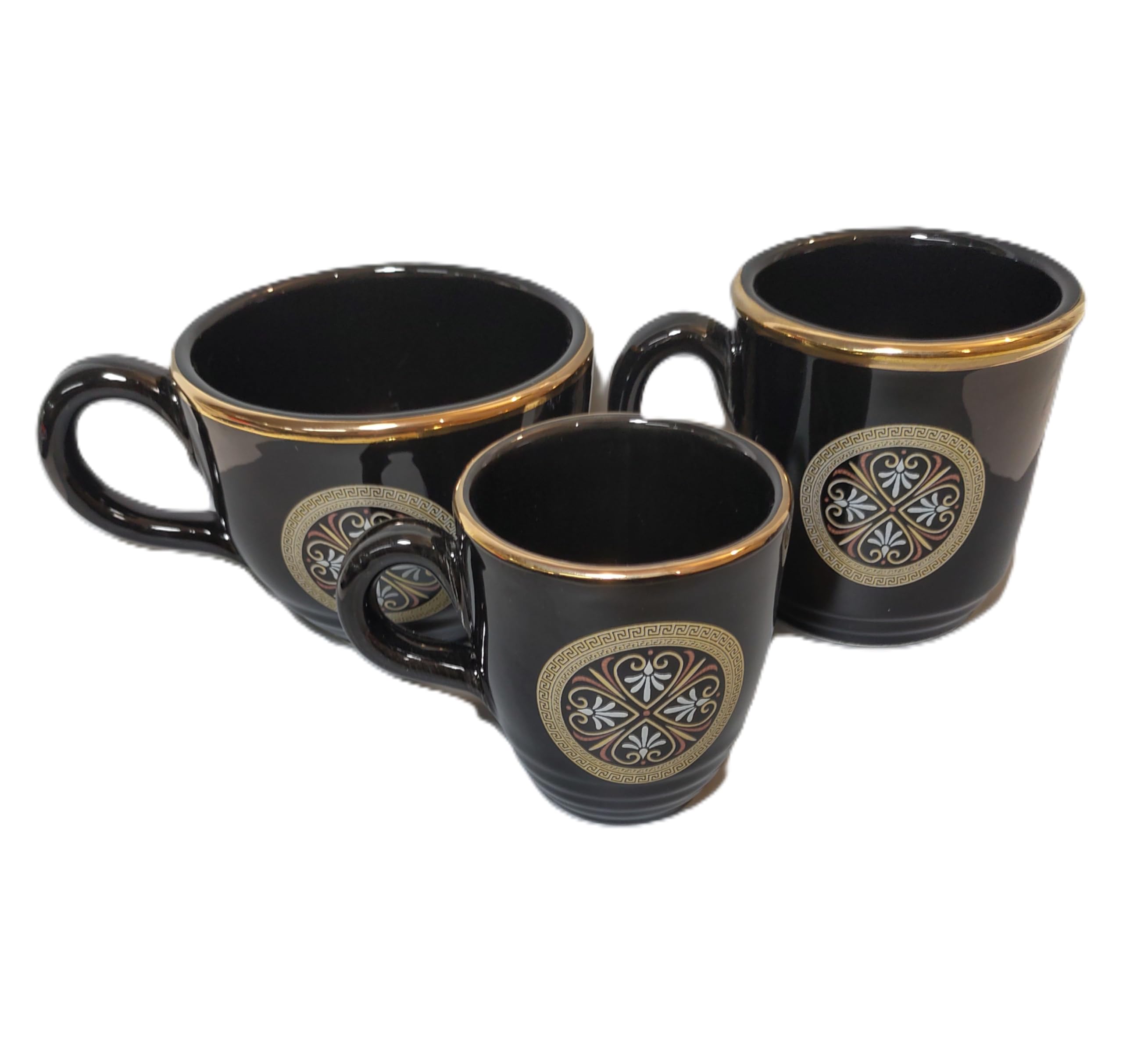 Set di 3 tazze colore nero Pegasus Divine cavallo con le ali tema