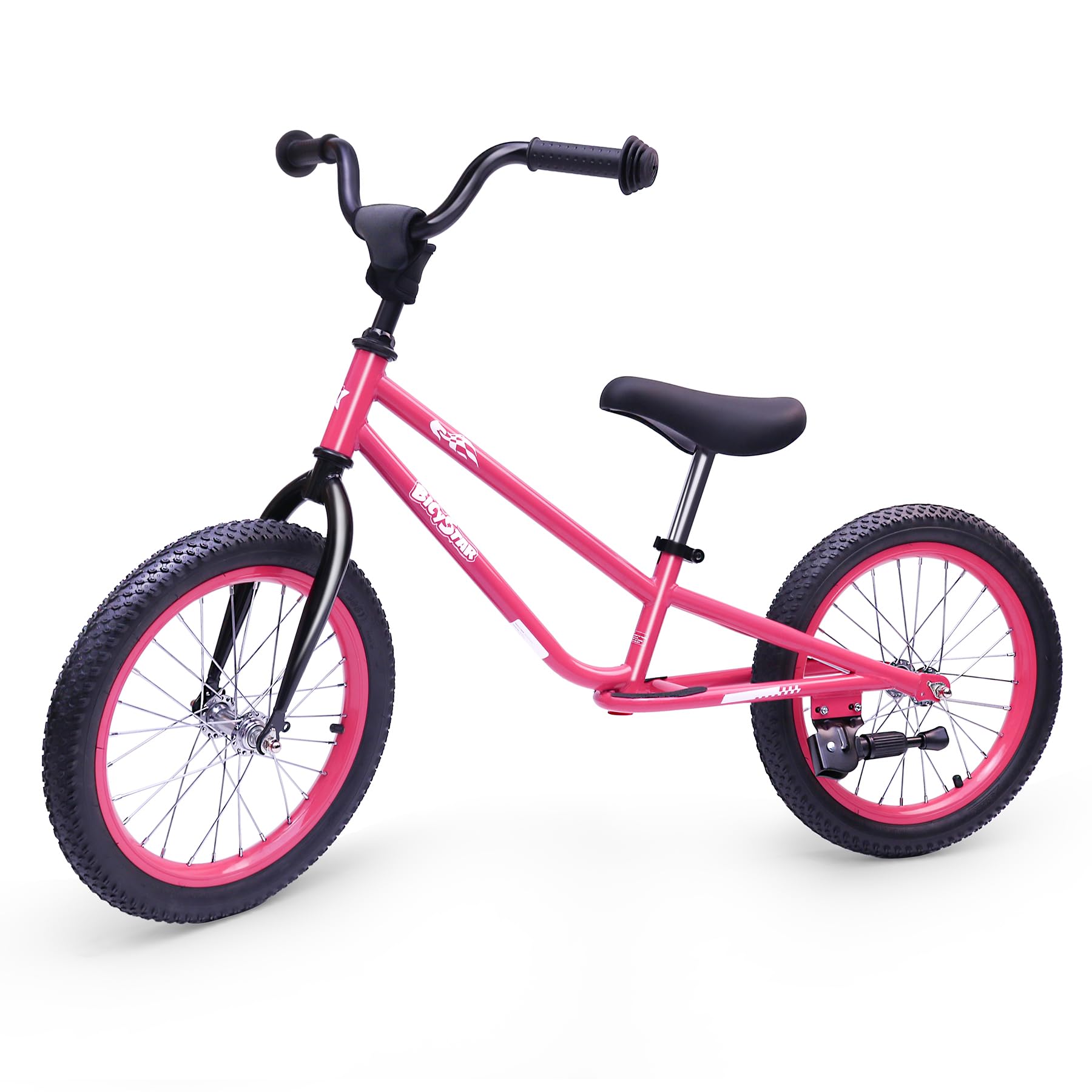 16 Inch Kids Balance Bike for 5-8 Year Old, BMX Kids Bike with No Pedals, Air Rubber Tires, Footrests, Adjustable Height for Big Kids, Boys, Girls