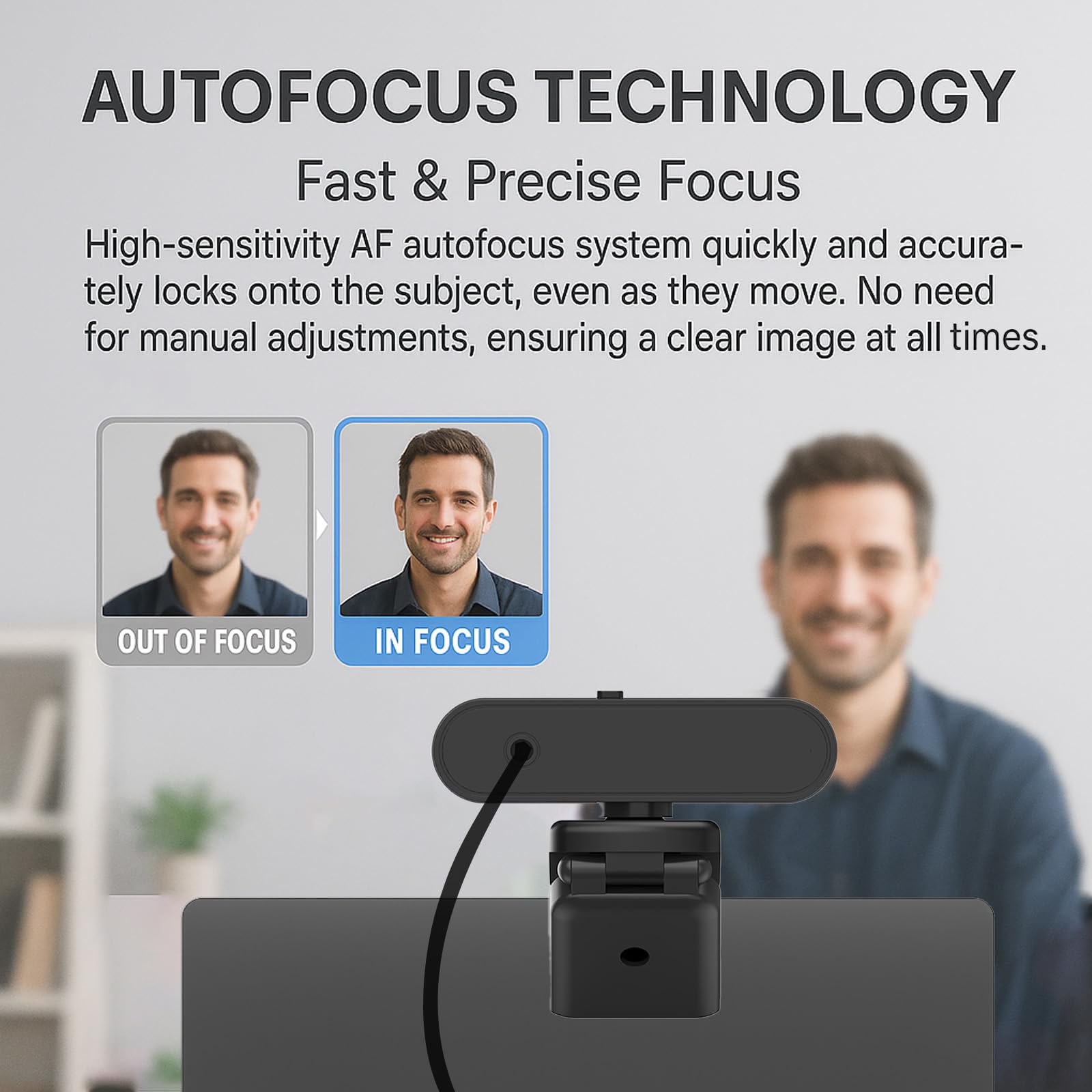 60FPS 1080P Live Streaming & Conference Webcam Dual Noise-Canceling Mics Autofocus HDR | Privacy Cover | H.264 USB & Play