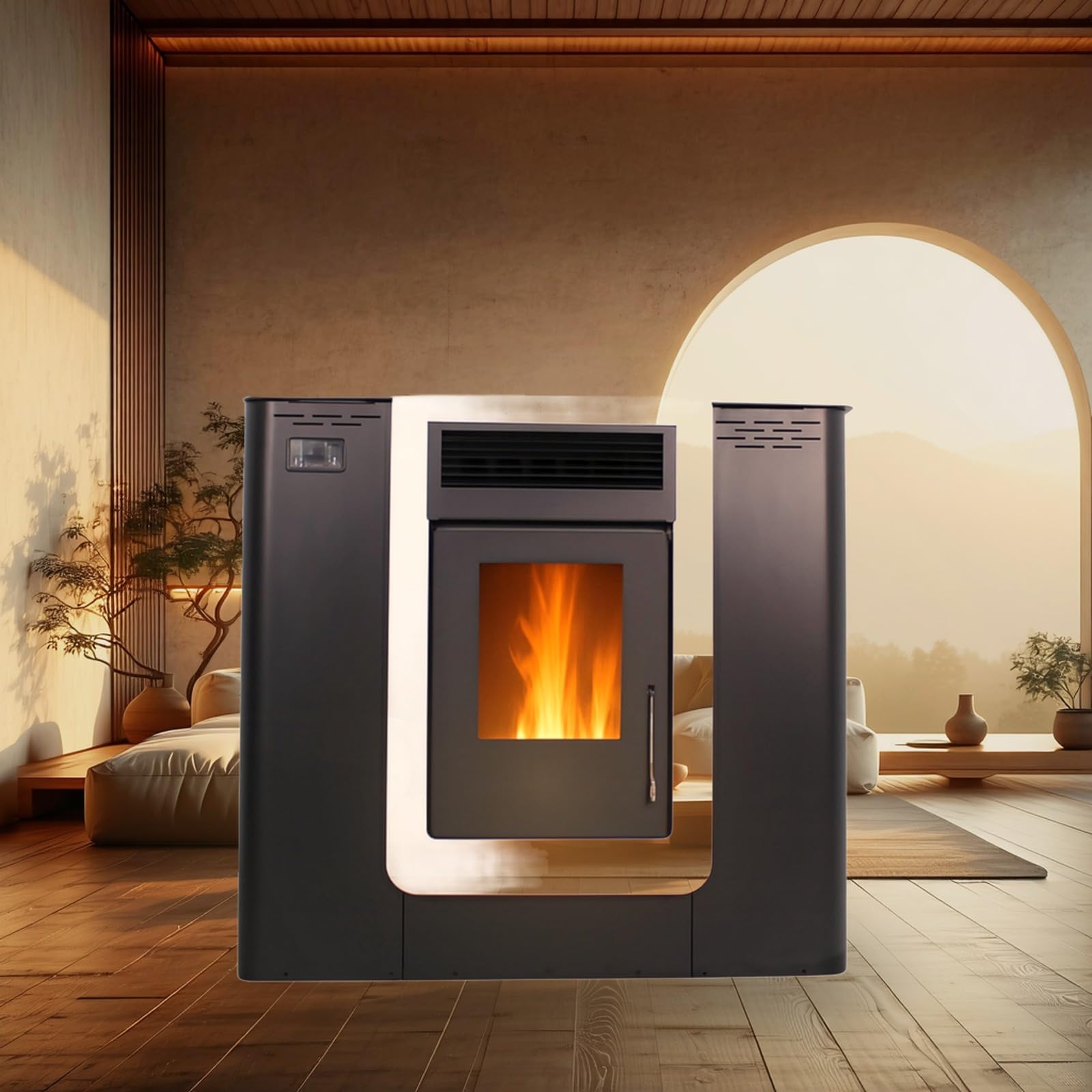 EIDER BIOMASA Estufa de Pellets PASILLO 10 CANALIZADA – 11,12 kW – Canalizable Multiestancia – Rendimiento 90% – Hasta 250 m³ – Tolva 13 kg – Programable WiFi – Clase A+