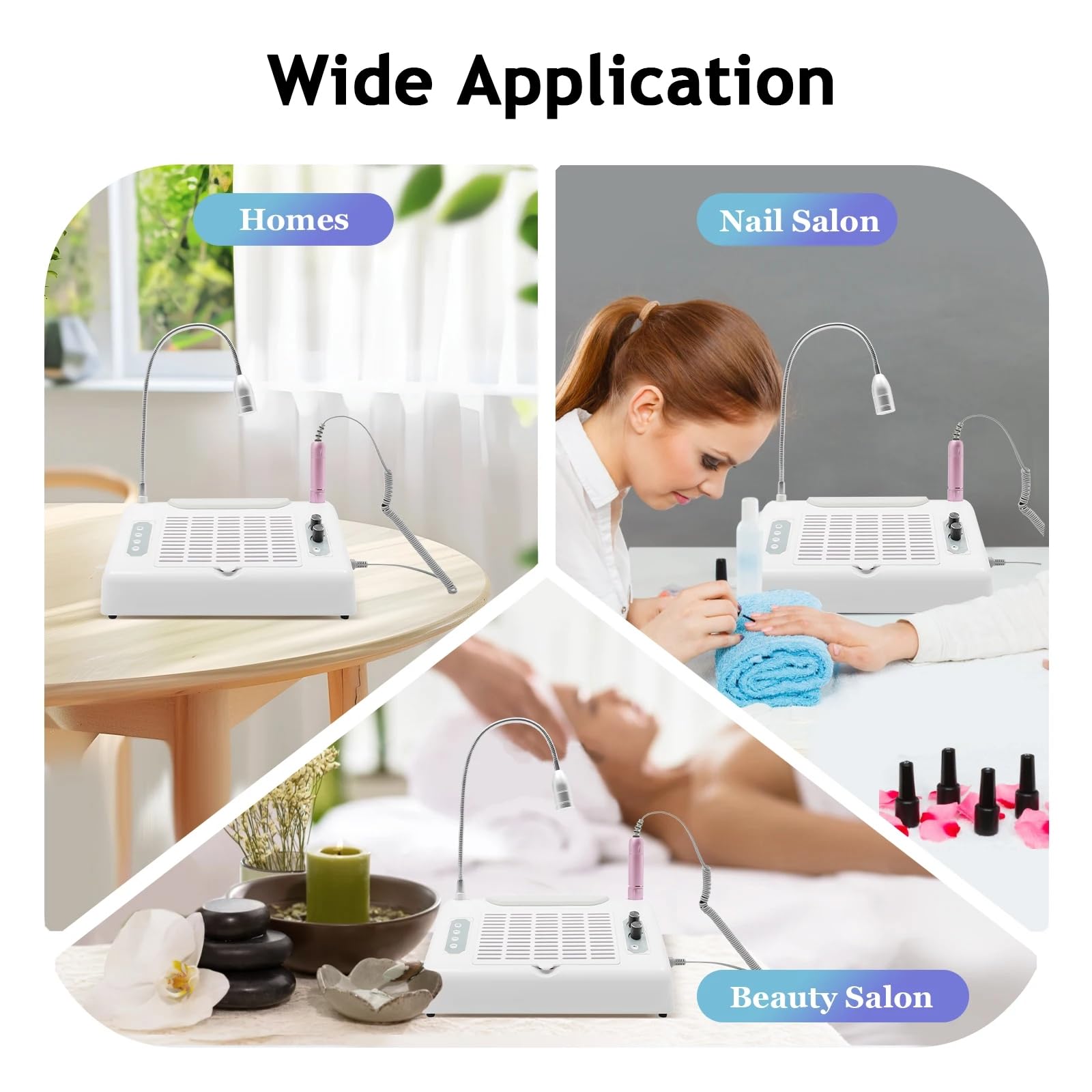 OYHN Aspirador de Uñas con Torno, 30000 Rpm, luz LED Giratoria de 6w Taladro electric de Uñas Profesional, Taladro de uñas electrico 5 en 1, Potente Aspirador de 96W, para Uso Doméstico en Salones