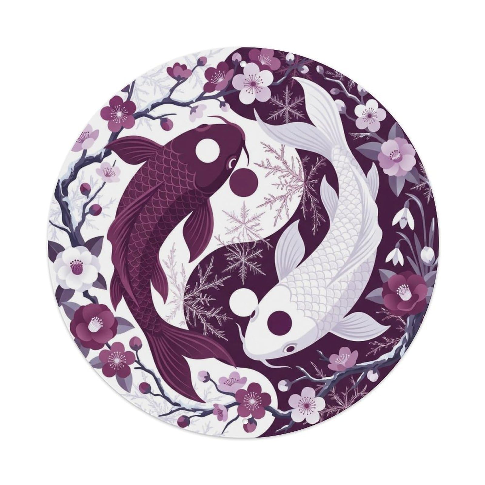 Tai Chi Koi Fish Plum Blossom Winter Resilience Metal Tin Sign