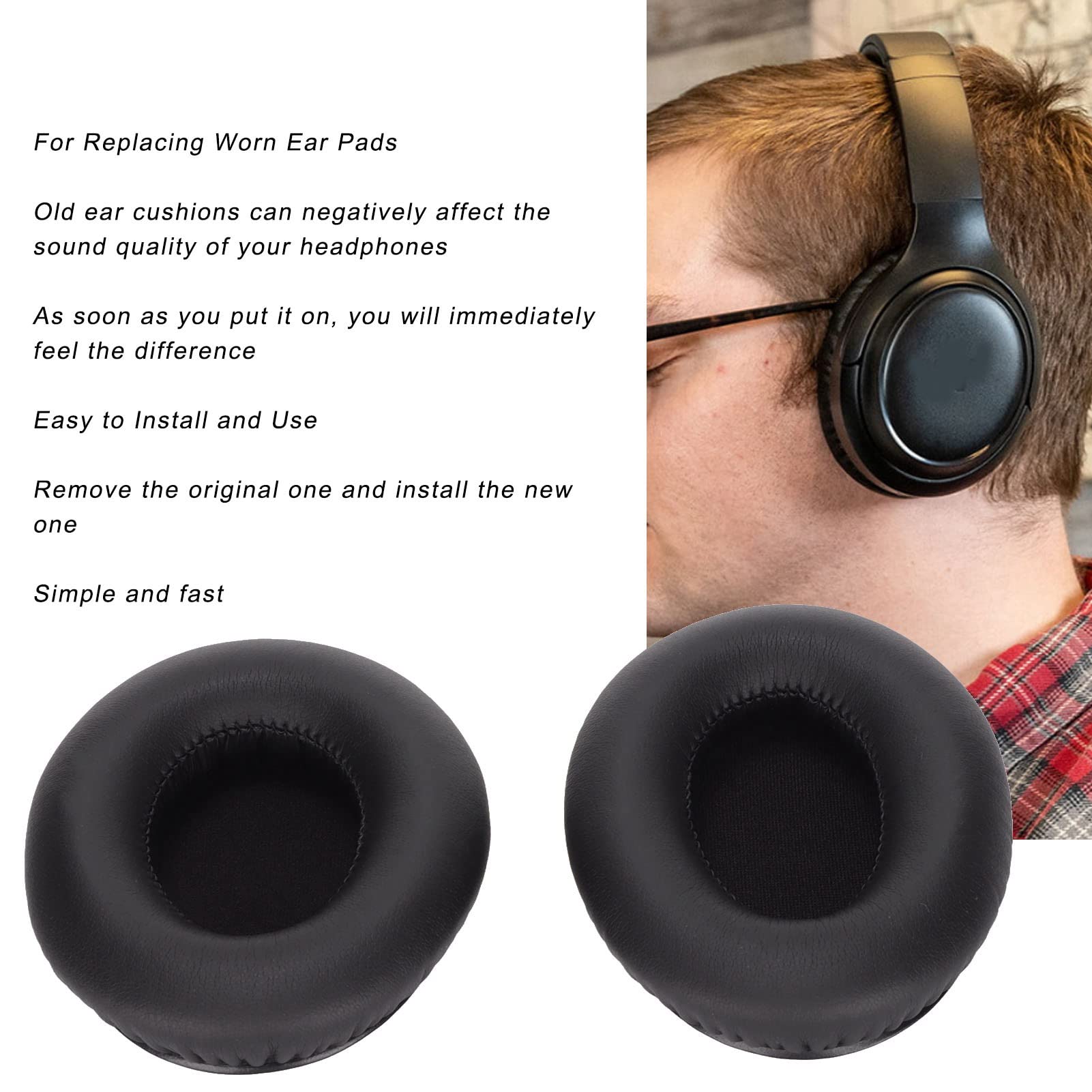 Almohadillas de Repuesto Suaves y Cómodas con Almohadillas de Cuero Proteico de Espuma Viscoelástica para Auriculares TtBH060