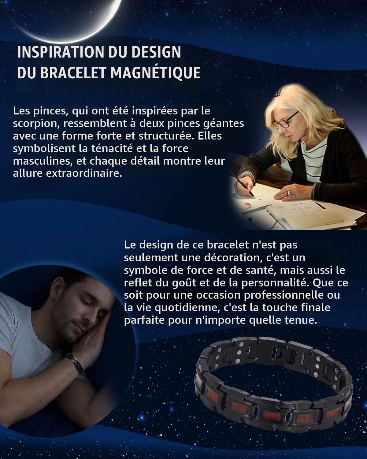 RainSo Magnetic Bracelet for Men - Scorpion Claw Inspired Design - Adjustable Sizing Tool & Luxury Gift Box Presentation