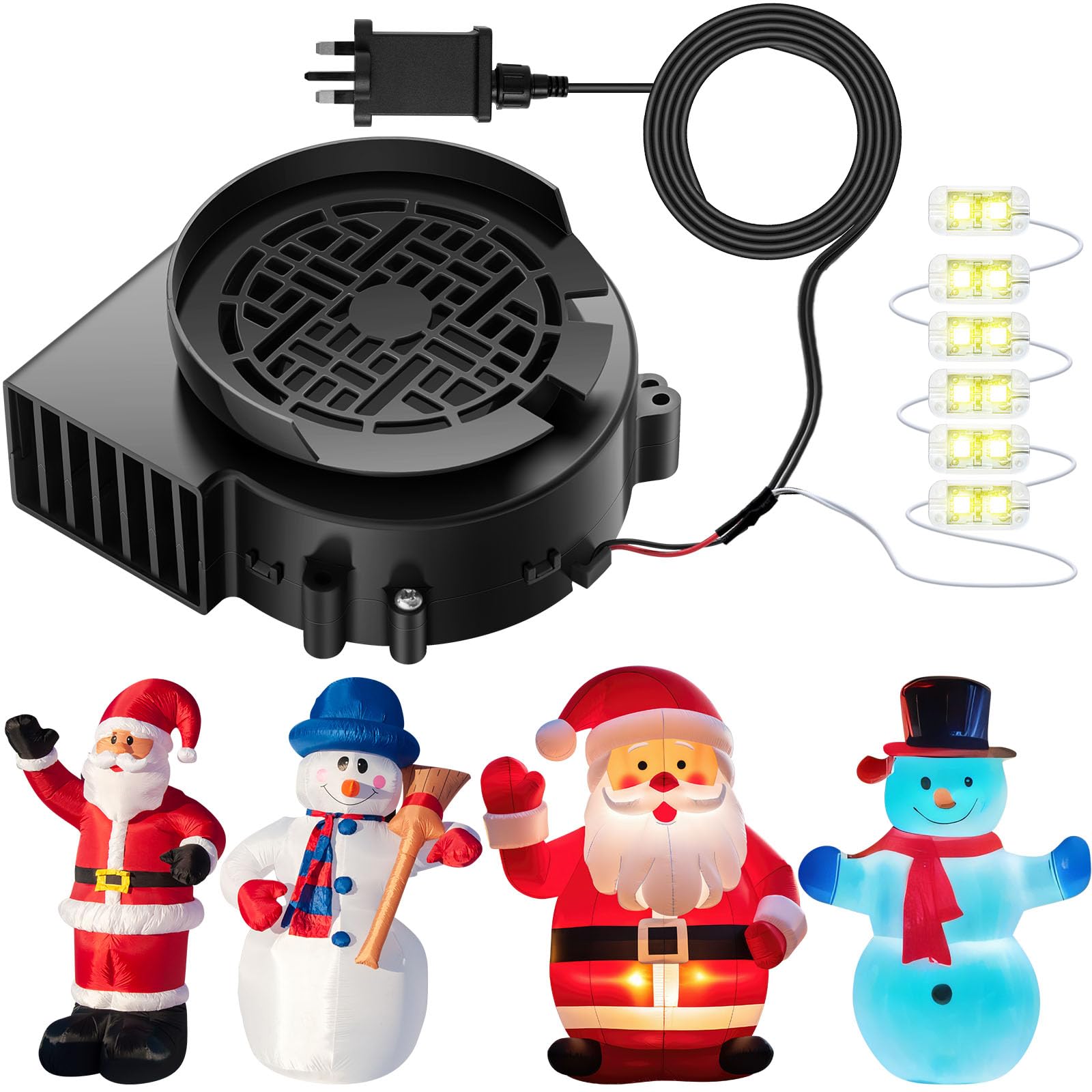 Aufblasbares Gebläse 12 V 1,0 A mit LED-Lichterkette 6 Leuchtmittel