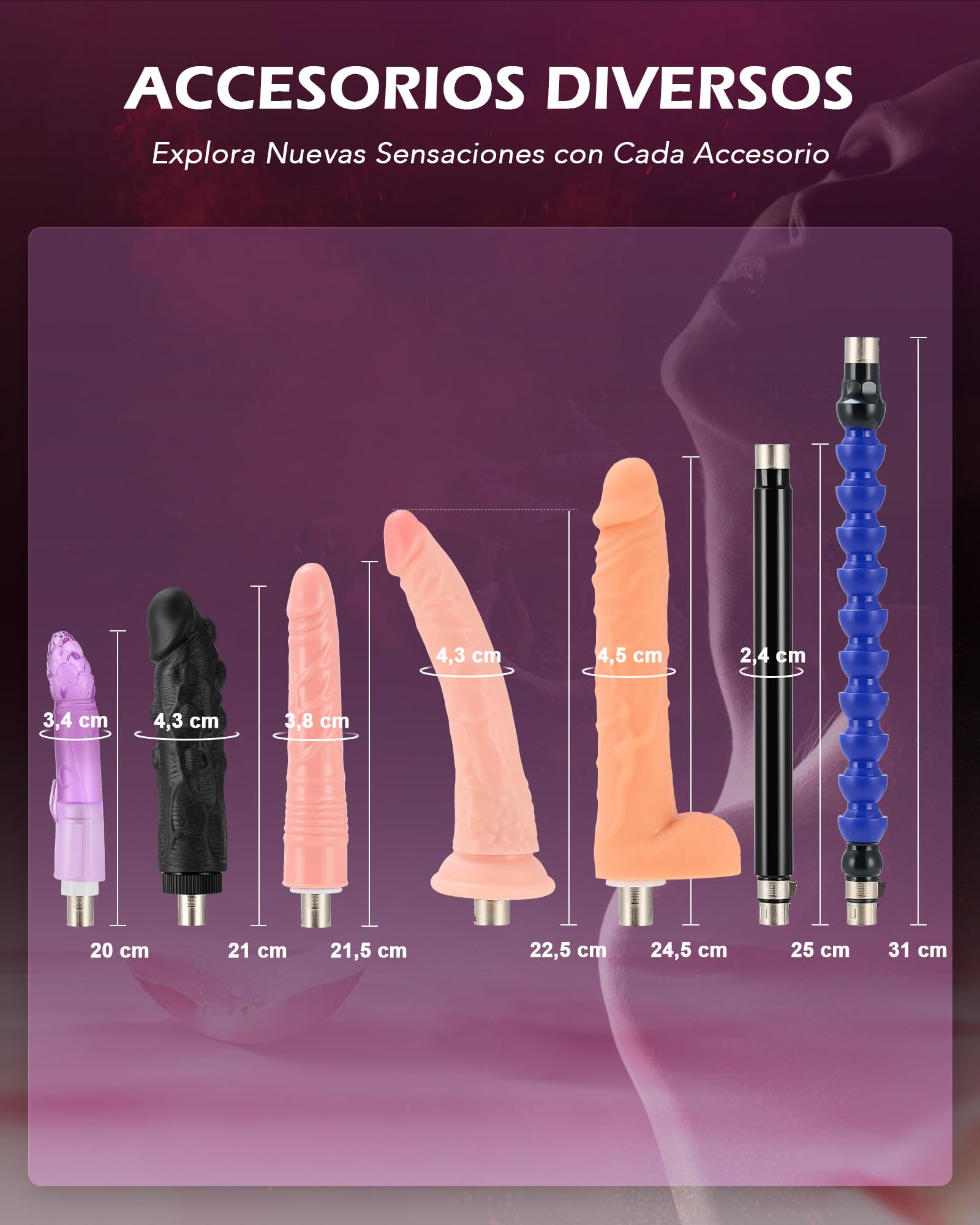 SENSUA Máquina Sexual Automática Máquina Sexual con Empuje con 7 Accesorios y Control Remoto, Diseñada para Mujeres, Hombres y Parejas, Sex Machine Ajustables para Masaje Vaginal, Anal y Masturbación