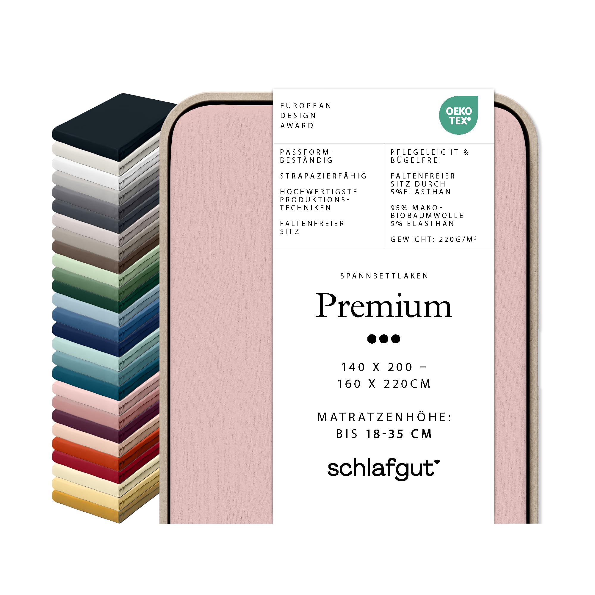 schlafgut Premium Drap-Housse Plus Lourd, 95% de Coton Organique Doux et 5% d’élasthanne, Lisse et Robuste (Purple Light, L 140x200cm - 160x220cm)