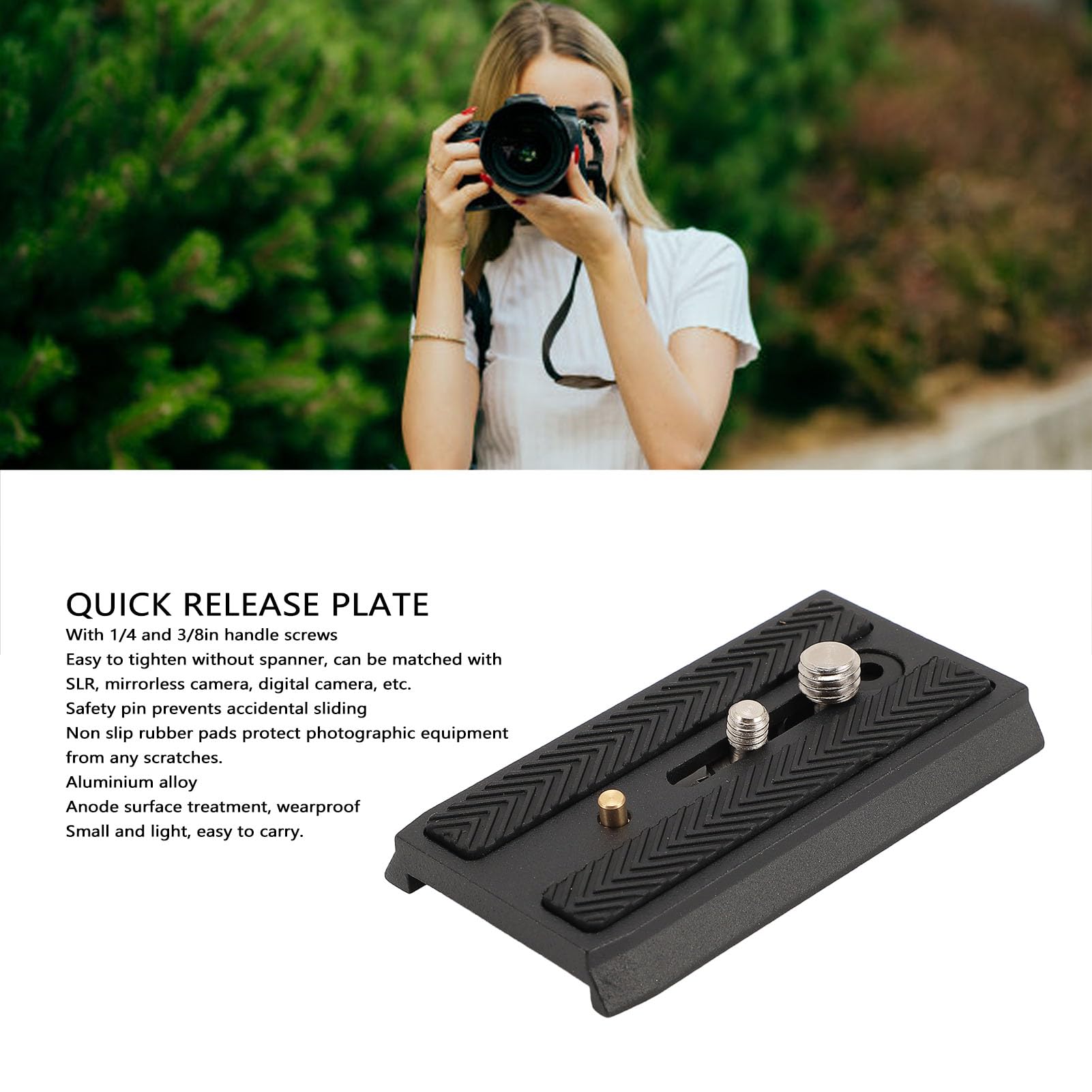 Quick Release Plate Quick DSLR Camera Quick Release Plate with 1/4in and 3/8in Screws Universal Fit Aluminium Alloy Camera Mounting Plate