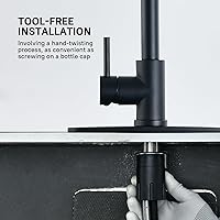 Vista 8 de WEWE Grifo de cocina negro, a prueba de fugas, con rociador extraíble, acero inoxidable comercial, de un solo agujero, grifo de fregadero de cocina