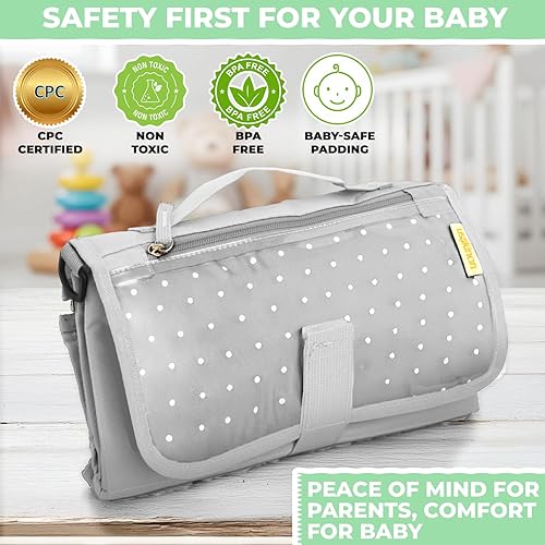 Miniatura 3 de Cambiador de pañales portátil para bebé, embrague de pañales de viaje con certificado CPC y estación de cambio impermeable, ligero y plegable,