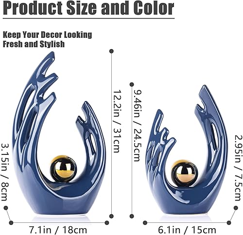 Miniatura 79 de XMGZQ Estatuas y esculturas abstractas de cerámica, estatuas de cerámica de arte naranja y dorado, decoración moderna del hogar para sala de estar