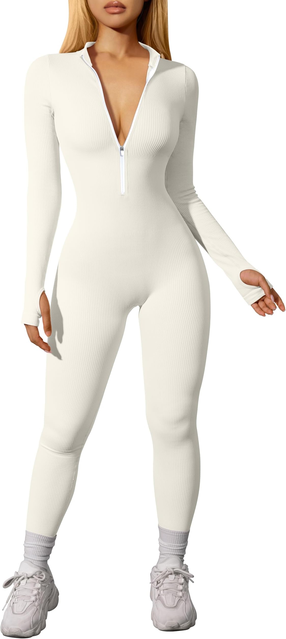 Sports Jumpsuits for Women Zipper Front One Piece Overall Workout Yoga Leisure Women Jumpsuits