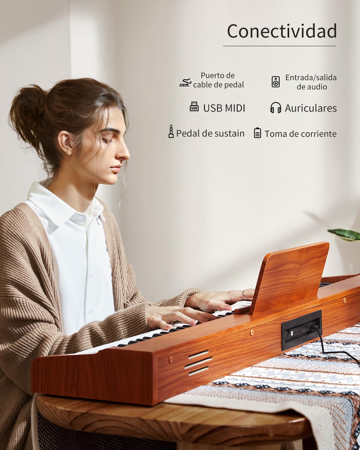 Donner DEP-1S Pianoforte Digitale 88 Tasti Sensibili al Tocco, Pianola Elettrica Portatile per Principianti con Bluetooth, 128 Suoni & 8 Brani Demo, con Supporto, Pedale e Alimentatore