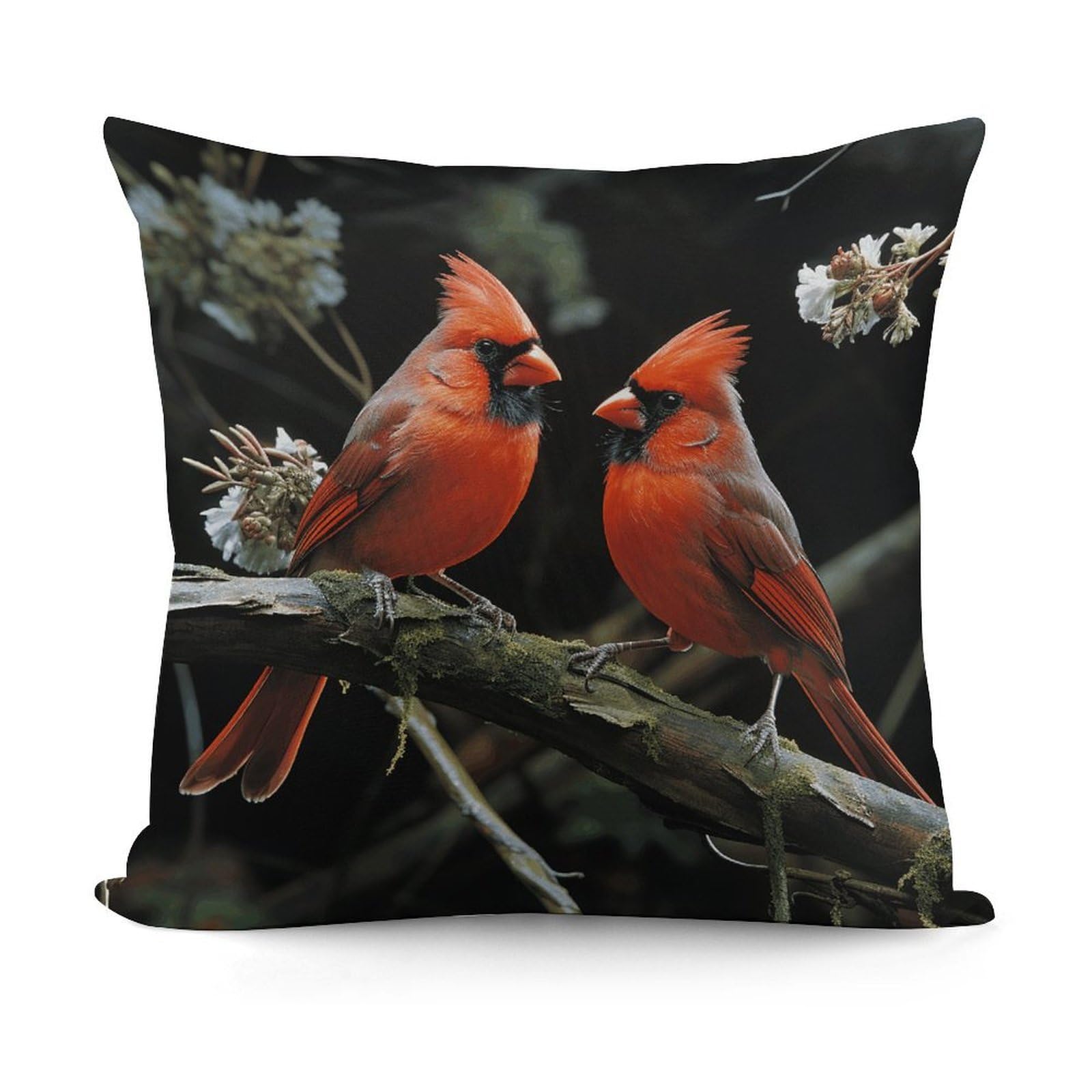 VstaDank Decorative Cardinals Birds Fauna Wild Throw Pillow Covers Luxury Soft Pillowcases Fluffy Plush Accent Pillow Cases Personalized Square Lumbar Pillows Shells for All Seasons 18" X 18"