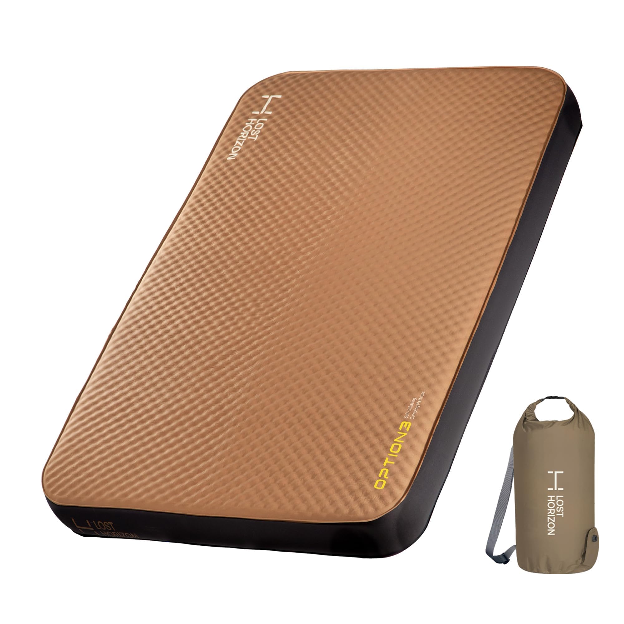 Lost Horizon Air & Foam Camping Mattress, Self-Inflating Sleeping Pad, 11cm Thick, Queen, with Pump Sack