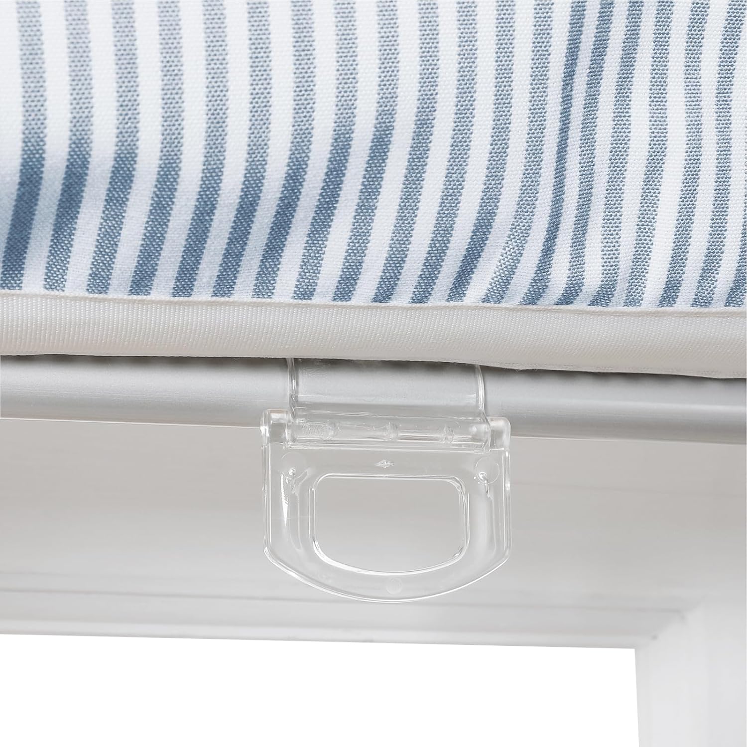 TWOPAGES No Drill Cordless Farmhouse Ticking Stripe Roman Shades Roman Blinds for Windows, Custom Made Light Filtering Blackout Blinds Shades for French Door, Light Blue Pinstripe, 1 Piece