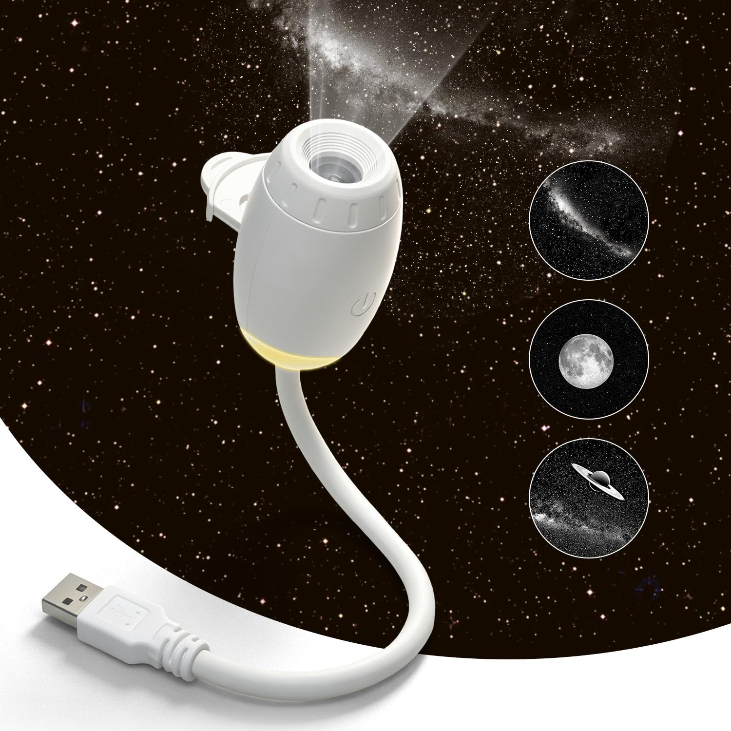 Eroshoo 2-in-1 Galaxy Star Projector, 360° Adjustable Space LED Night Light, USB Sky Ceiling Projector with 3 Sliding Projection Films, Dimmable Starry Planetarium Night Light for Bedroom,Car,Party 