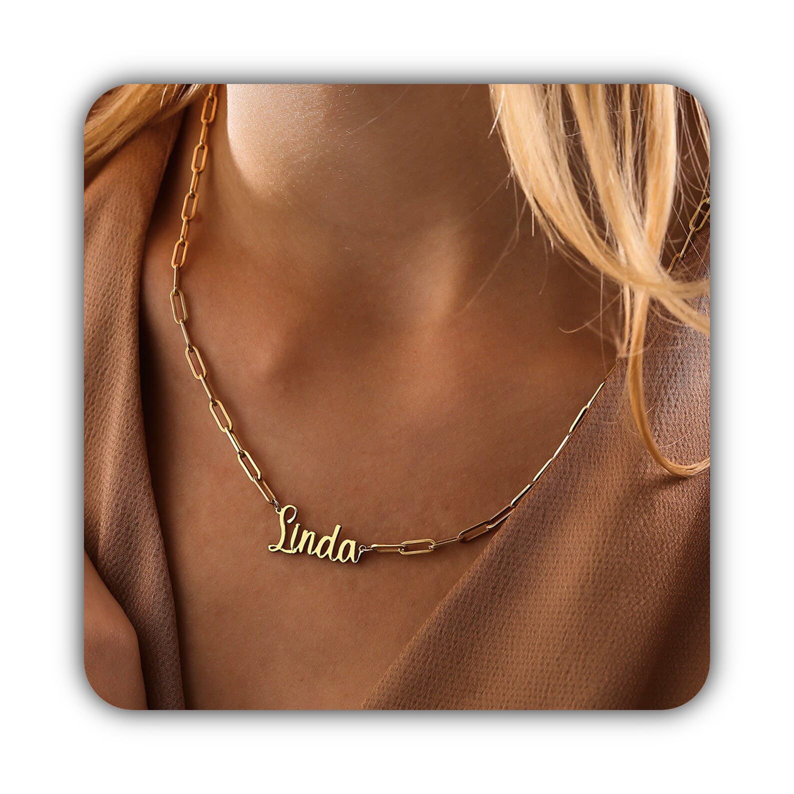 Argento sterling catena a graffetta collana con nome gioiello