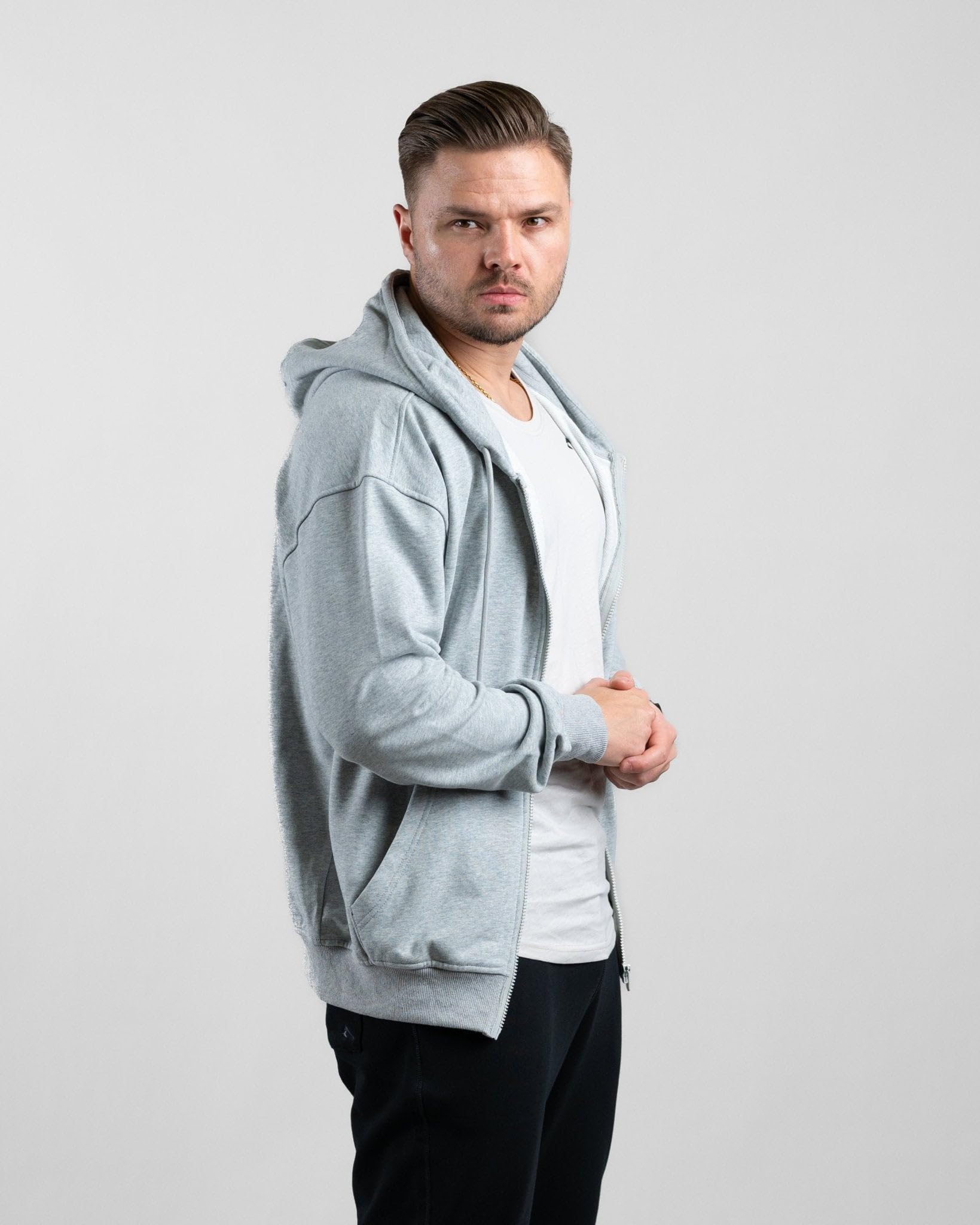 ATHLETIC AESTHETICS Essential Oversize Zip Hoodie - Oversize Zipper Kapuzen Pullover für Herren, Langarm Hoody mit Reißverschluss, Kapuzenpullover für Sport, Fitness, Gym und Freizeit, Pulli