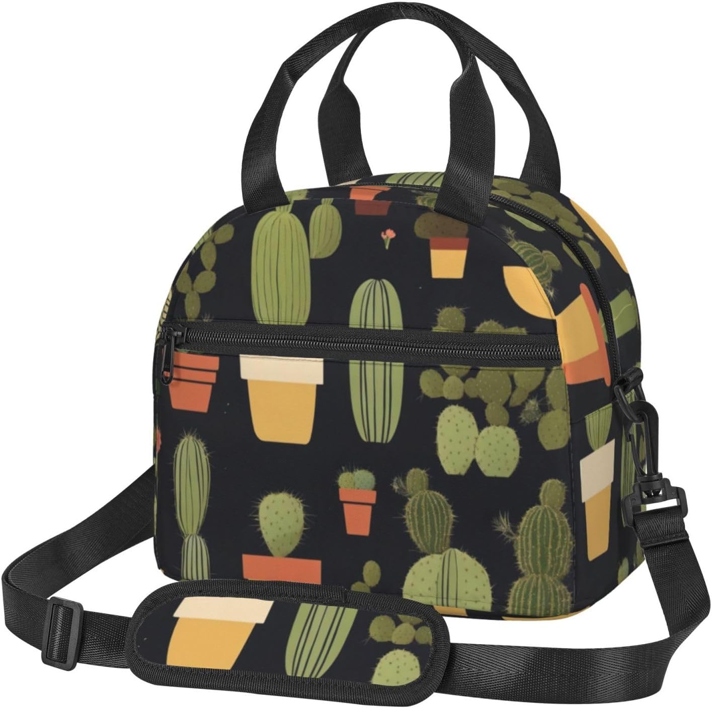 cactus Print Reusable Lunch Bag Insulated Lunch Boxes for Office Work Picnic Tote Bag Adjustable