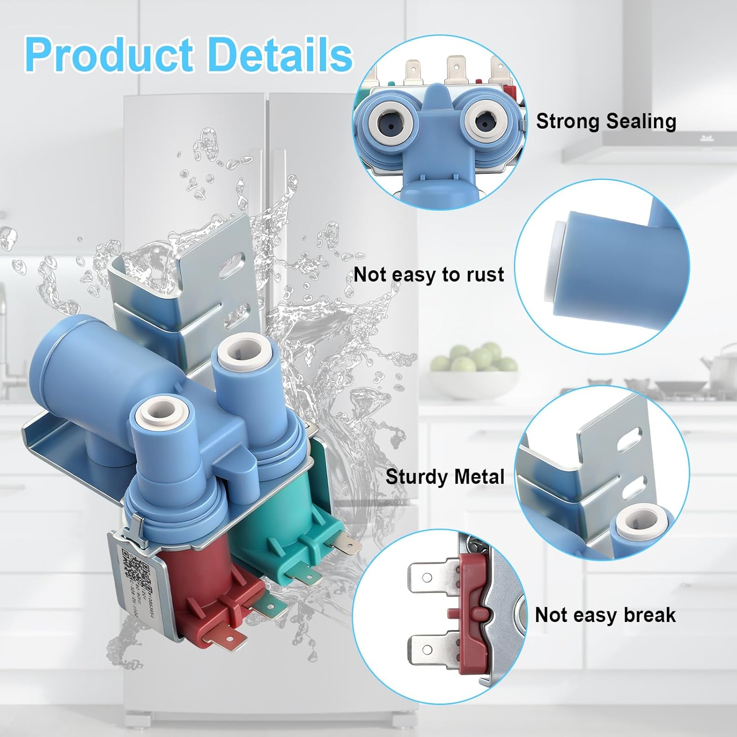 W10853654 Refrigerator Water Inlet Valve Compatible With Whirlpool, Kenmore, Kitchenaid, Roper, Inglis Refrigerator, Replace 2182106 2188778 K-75384 AP5989758 PS11731255 2181707 2181729